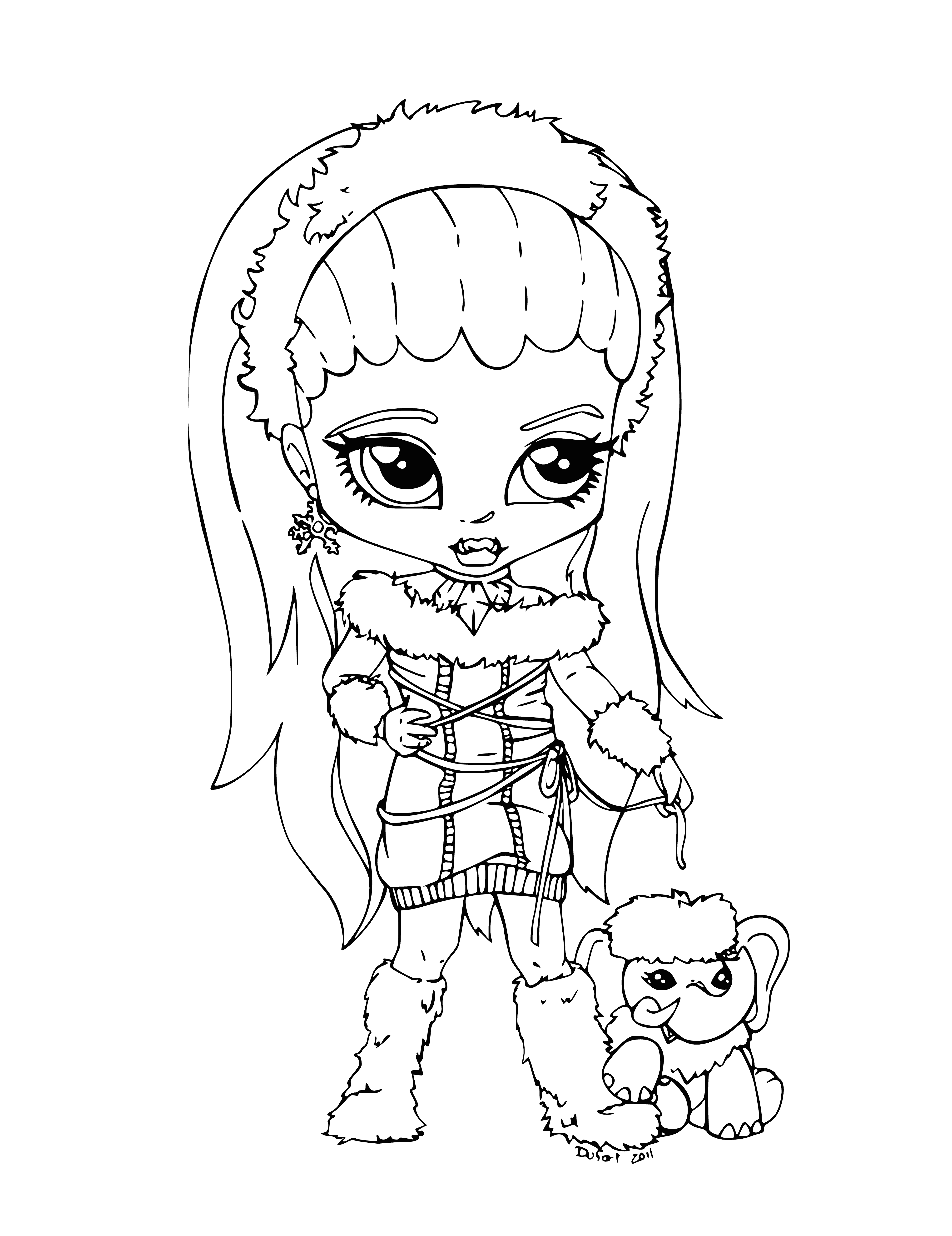 Abby Bominable with a pet coloring page