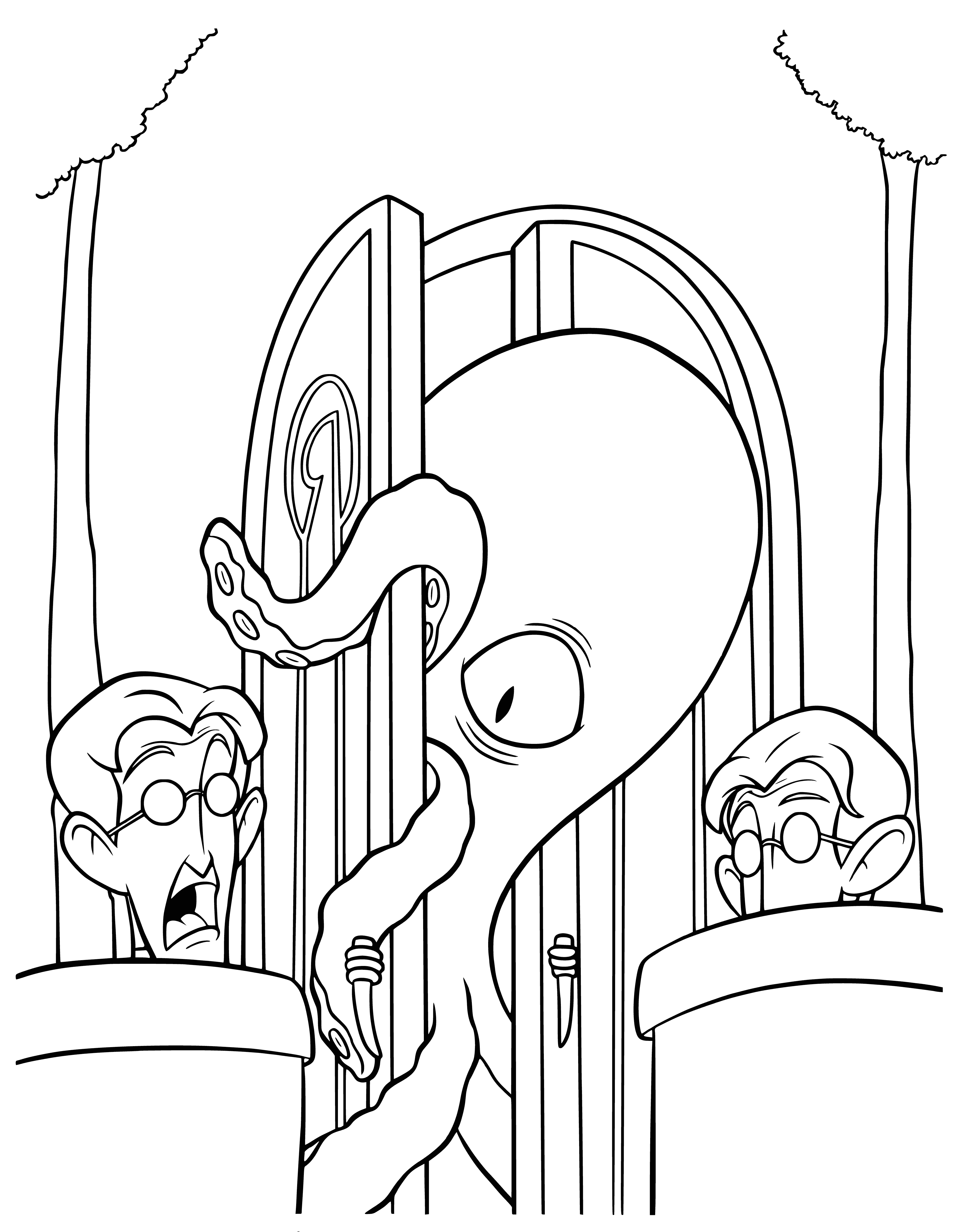 coloring page: An octopus, brown and white, with 8 legs, swimming in the water, in a coloring page. #coloringpage #octopus