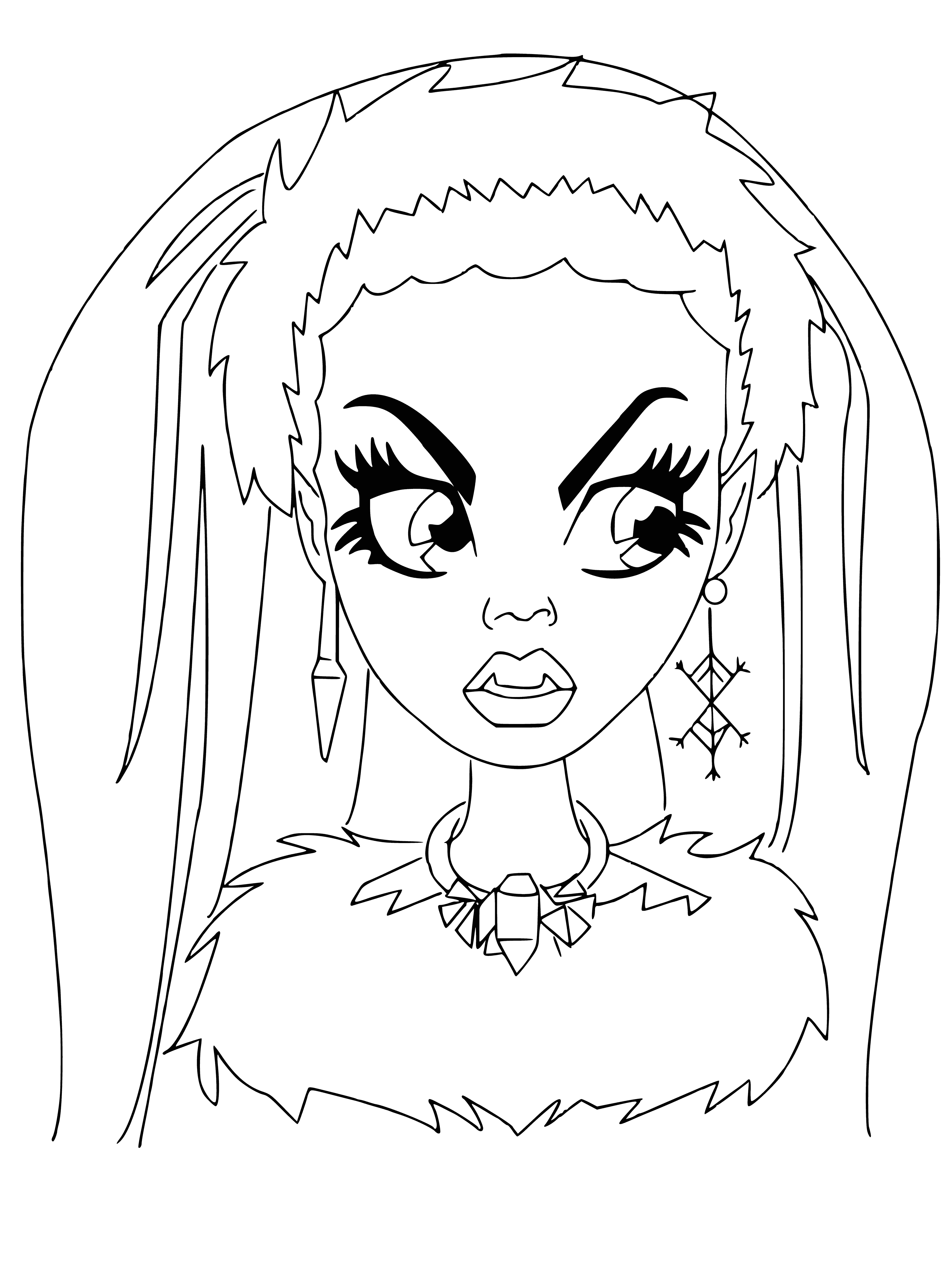 coloring page: Loyal and fashionable werewolf, Abby is a bit of a mystery at Monster High, often seen roaming the halls late at night.