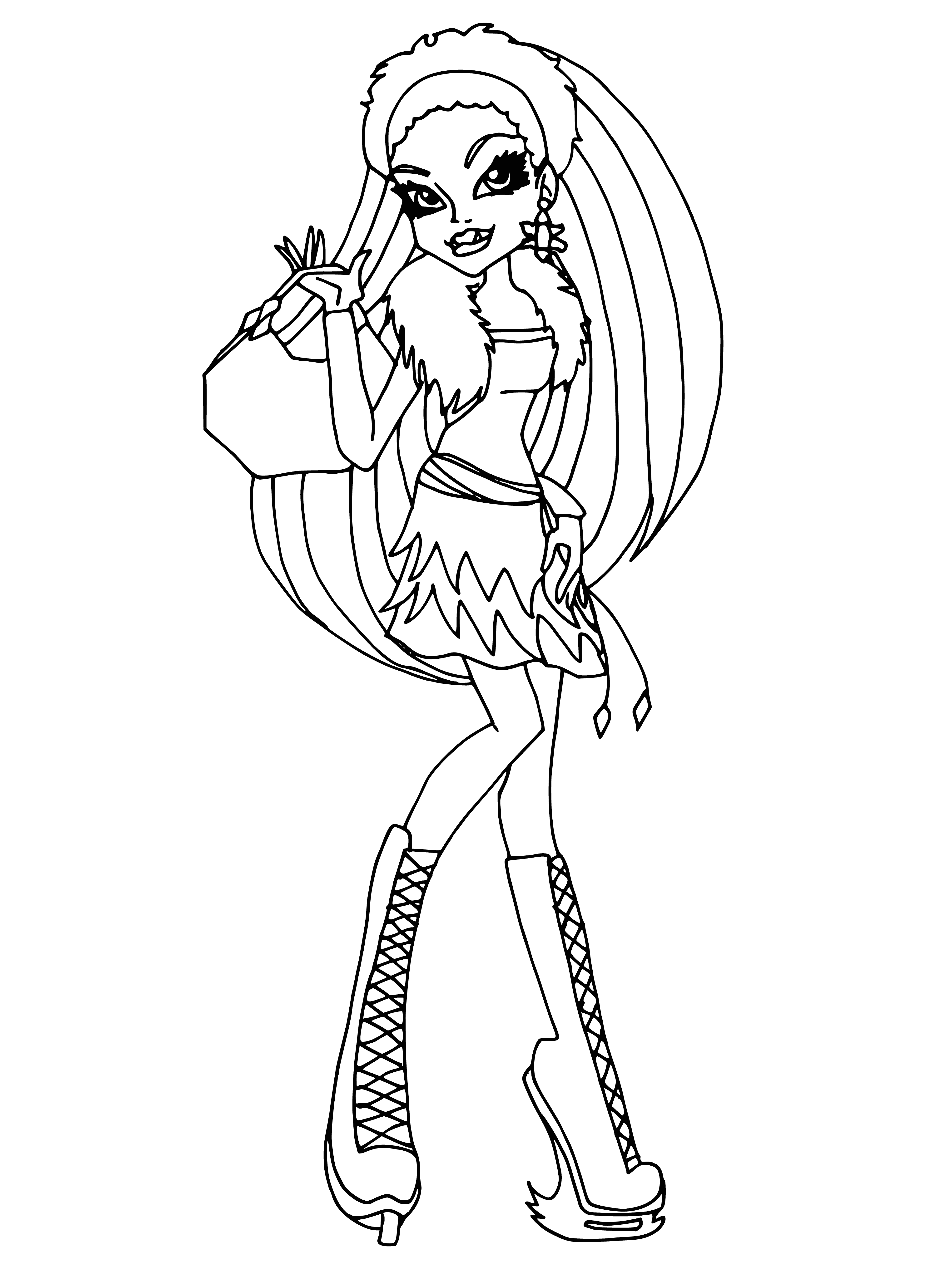 coloring page: Abby Bominable (10) is a Monster High student & daughter of the Abominable Snowman, inspired by Yeti folklore.