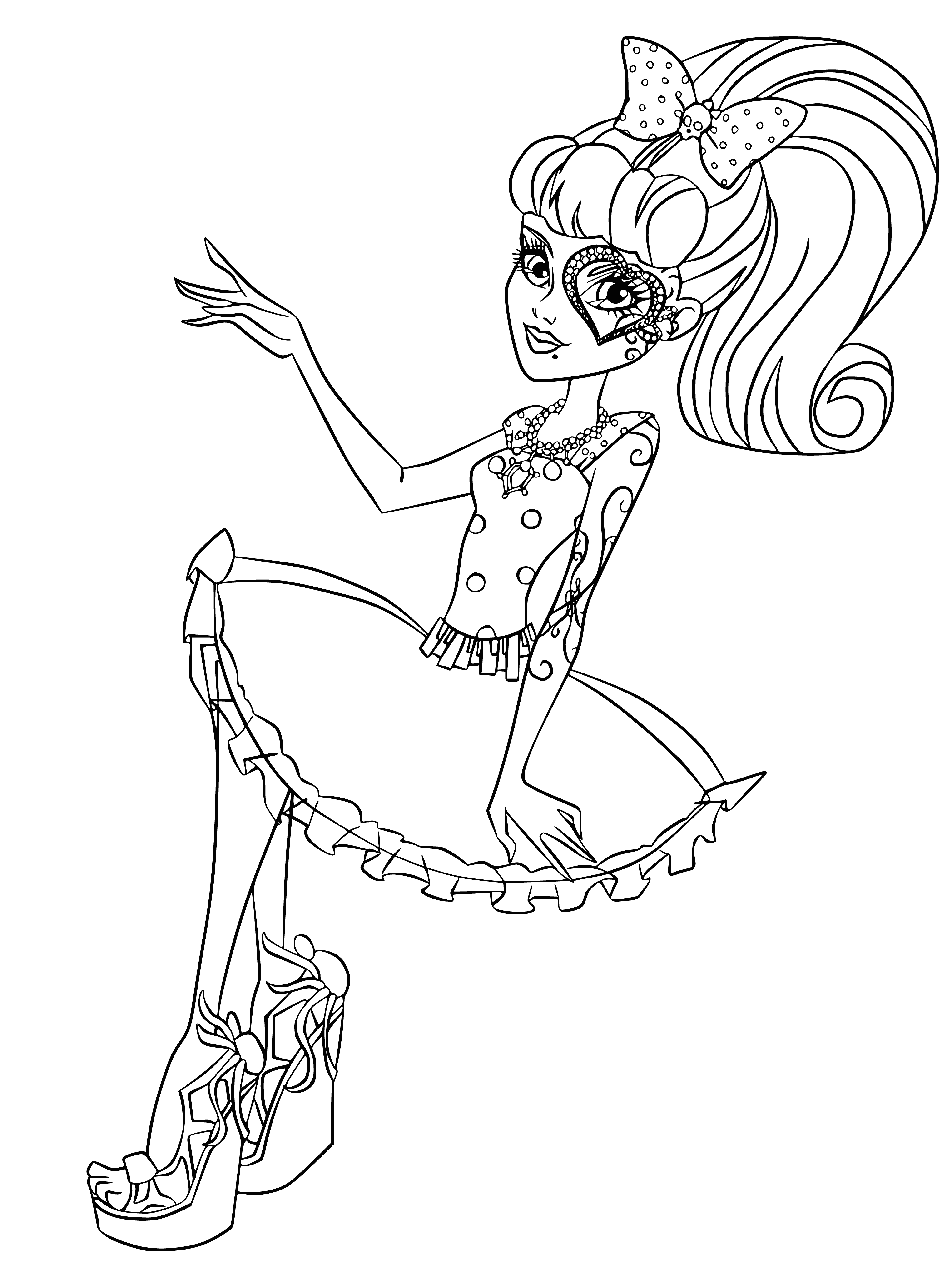 coloring page: Operetta is a light-hearted type of musical theatre combining elements of opera & musical comedy, characterized by catchy, humorous tunes & romantic themes.