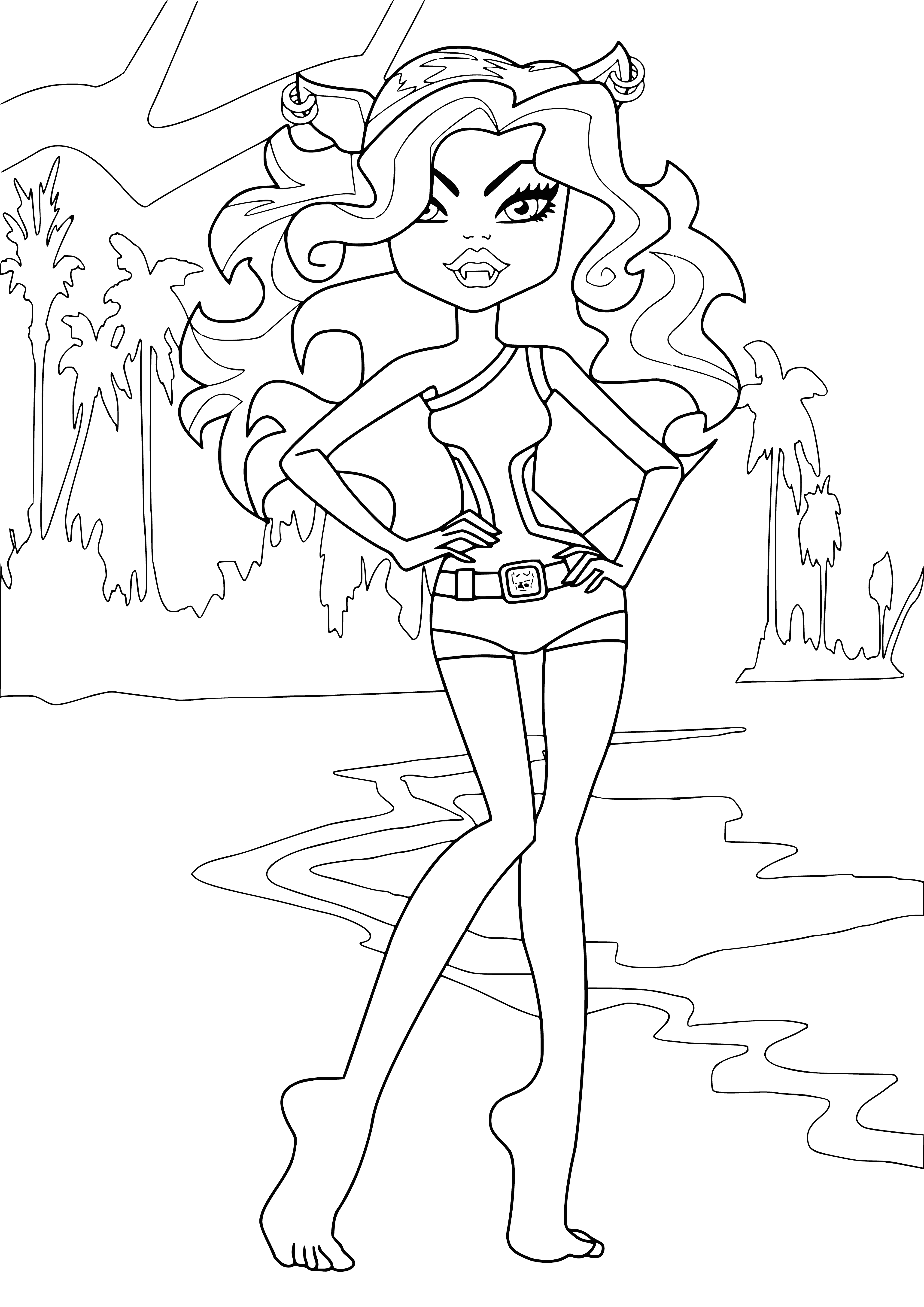 Claudine Wolfe on the beach coloring page
