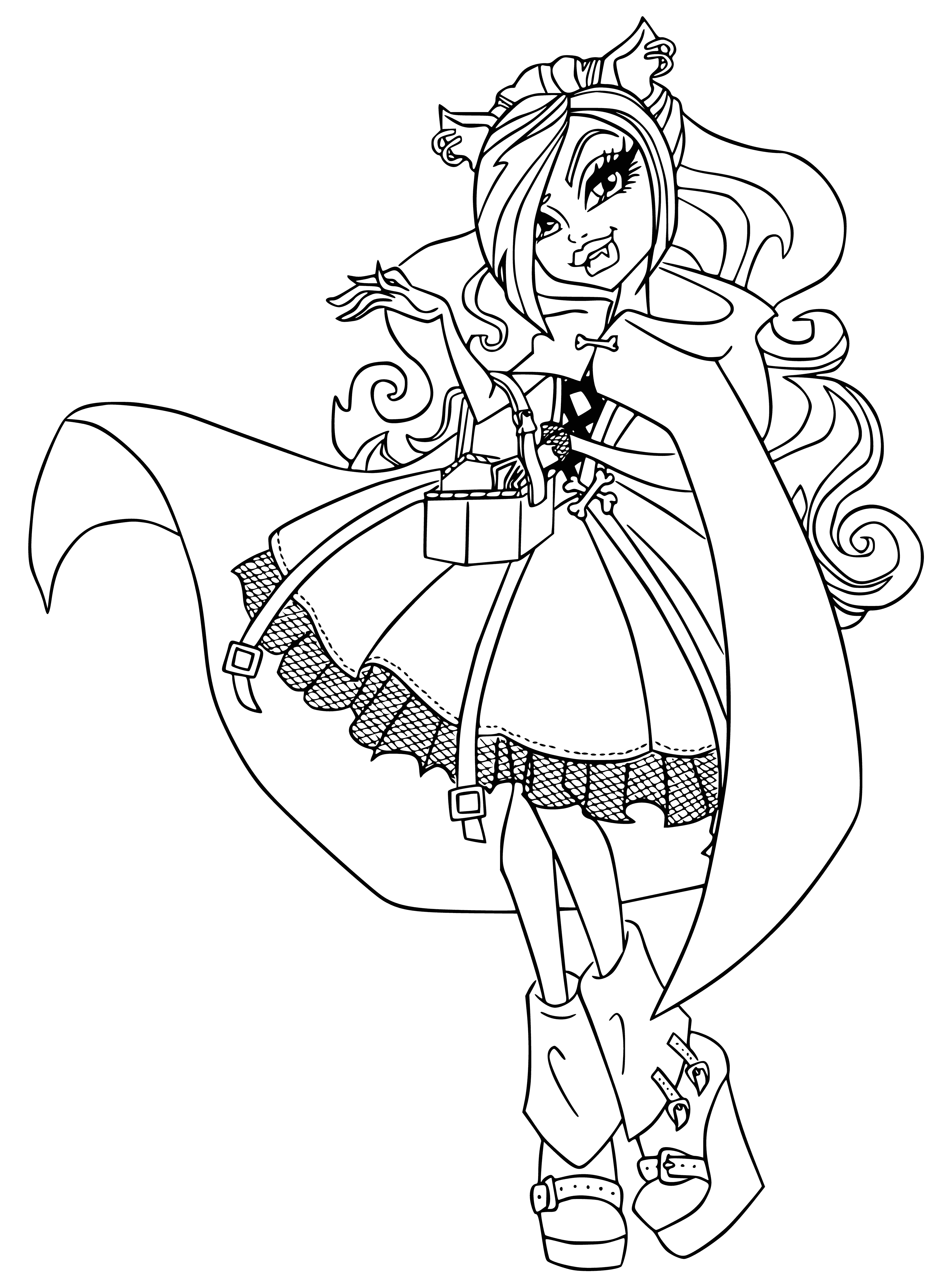 Claudine in a raincoat coloring page