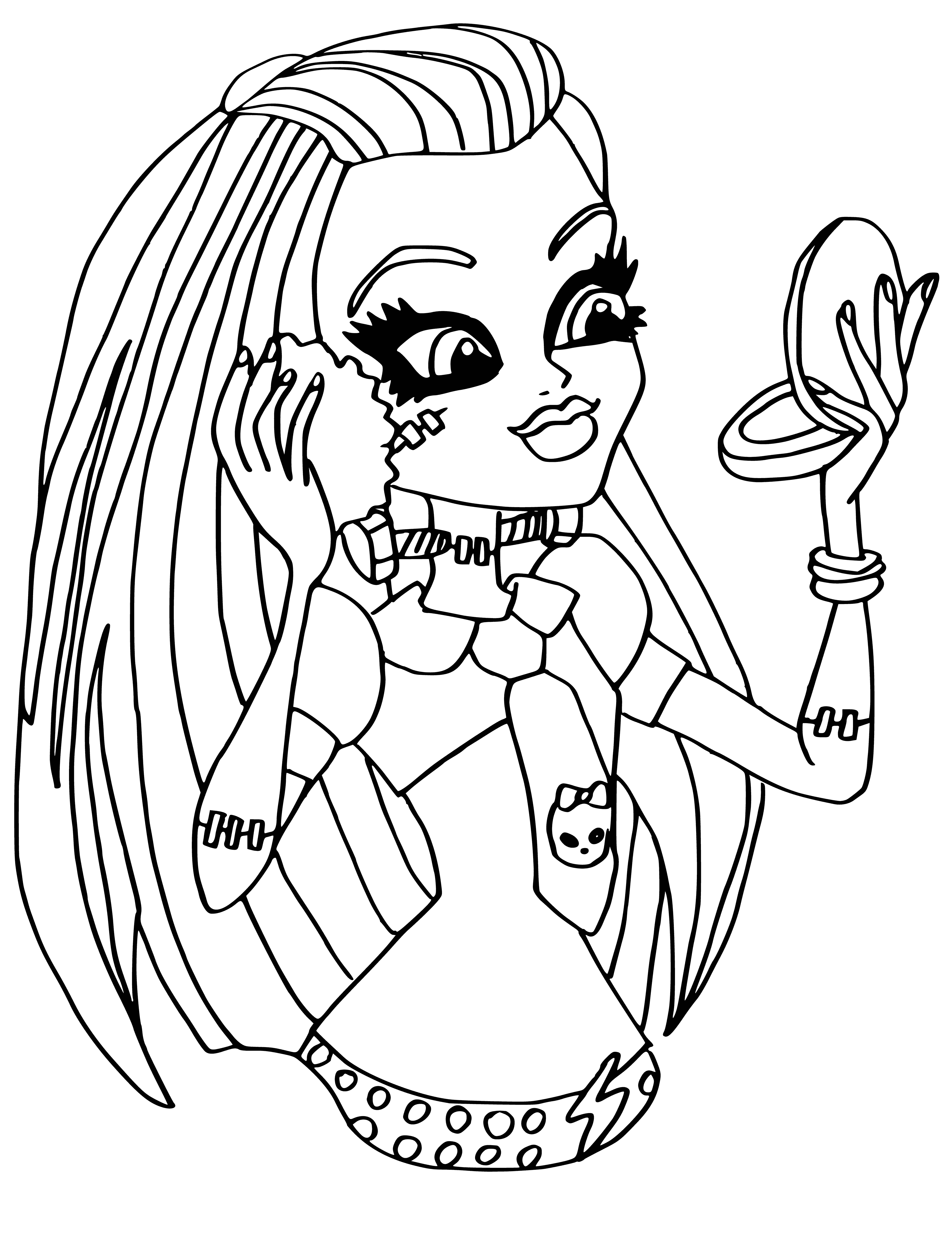 Frankie Stein is powdering coloring page