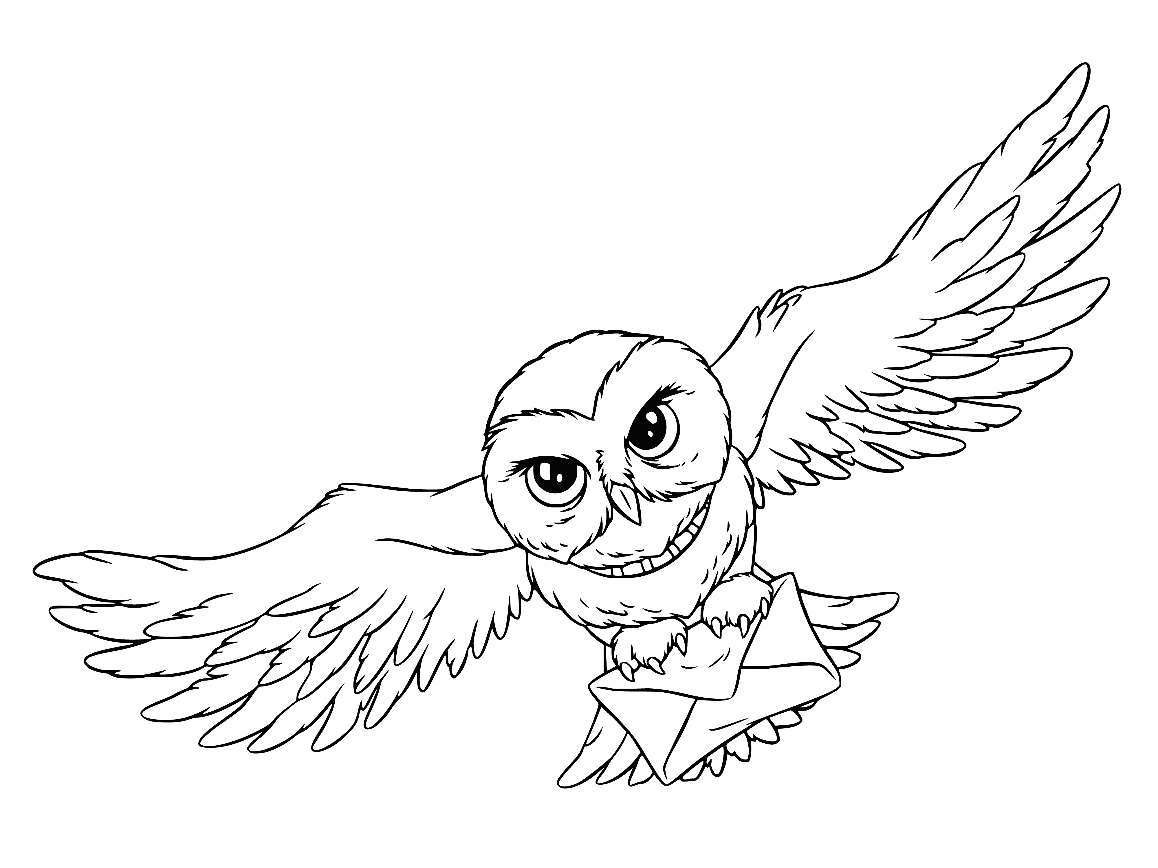coloring page: Harry Potter gets a letter from Hogwarts, sealed w/ a Hogwarts crest wax seal! He's surely excited to learn more.