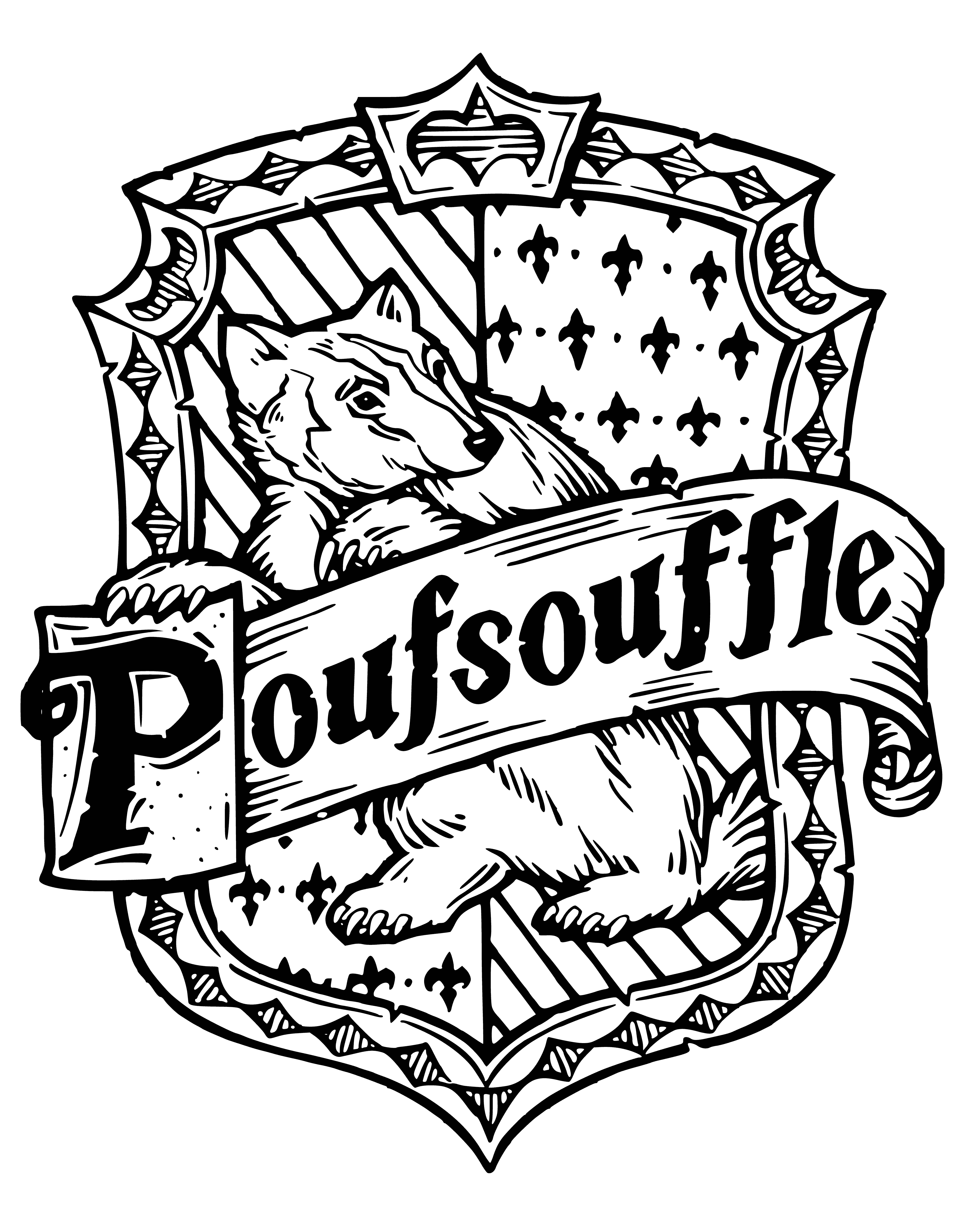 Coat of arms of the Hufflepuff faculty coloring page