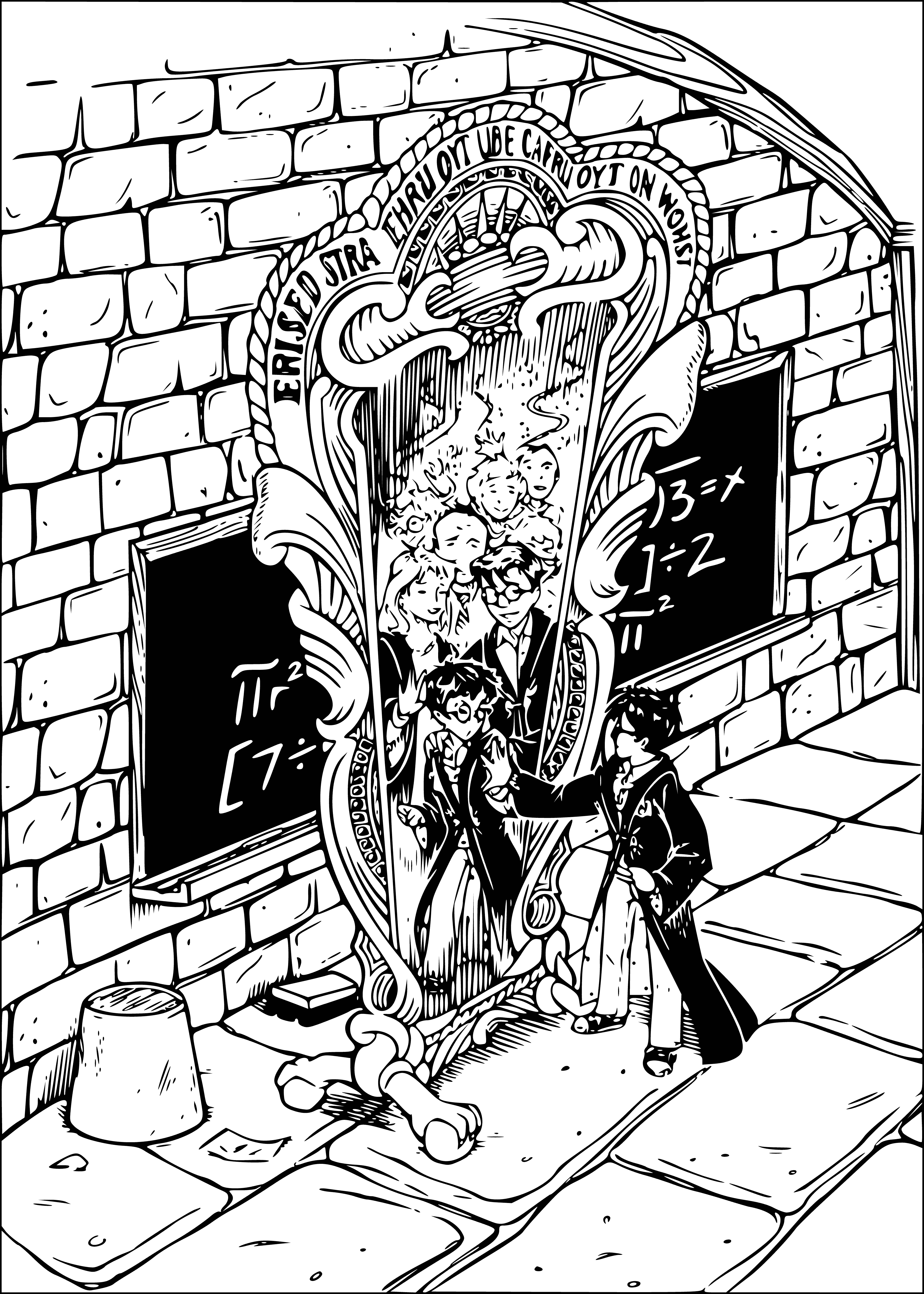 coloring page: The Harry Potter - Magic Mirror allows you to see your deepest desires with the touch of a screen.