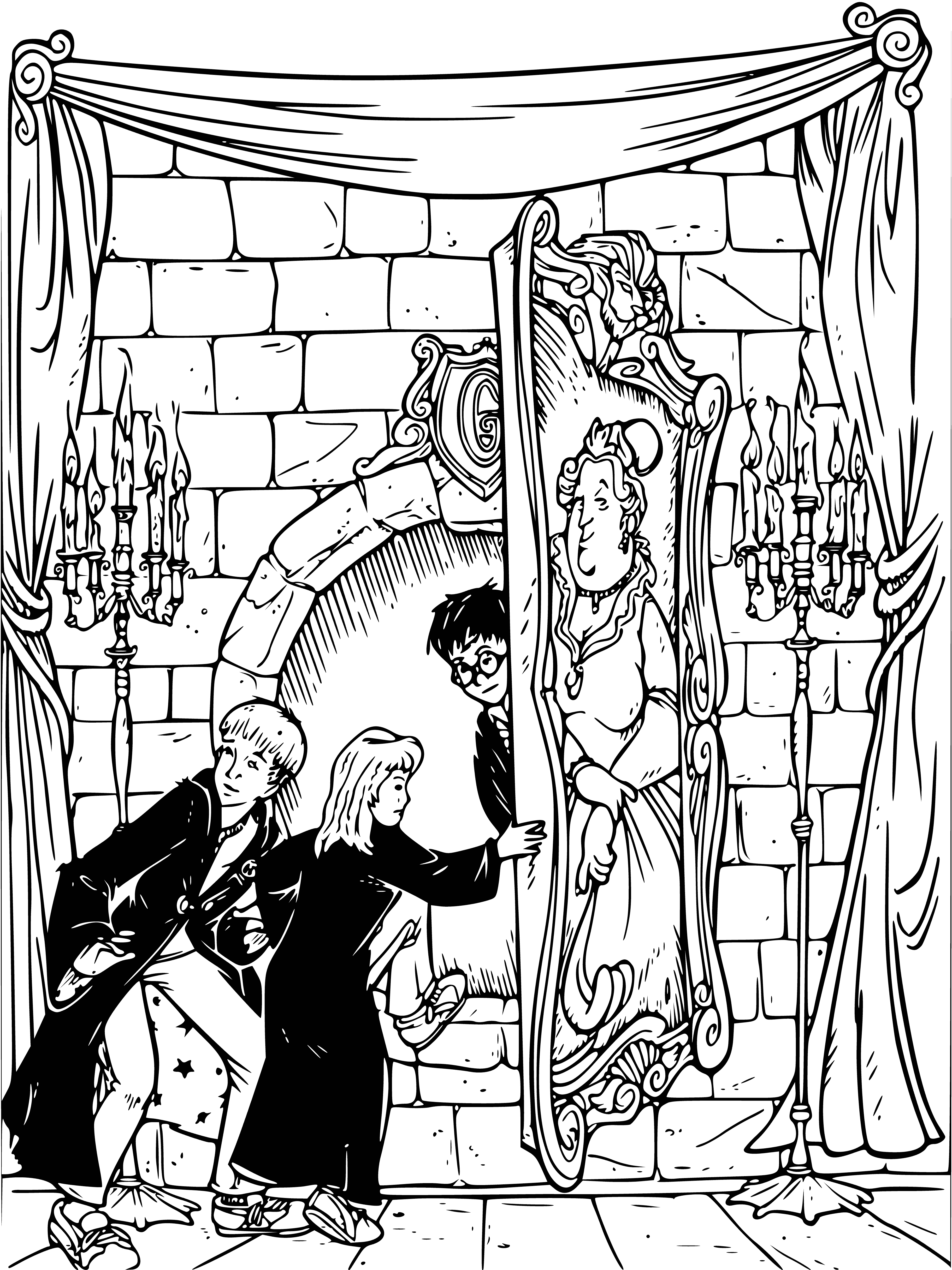 Aisle behind the painting coloring page