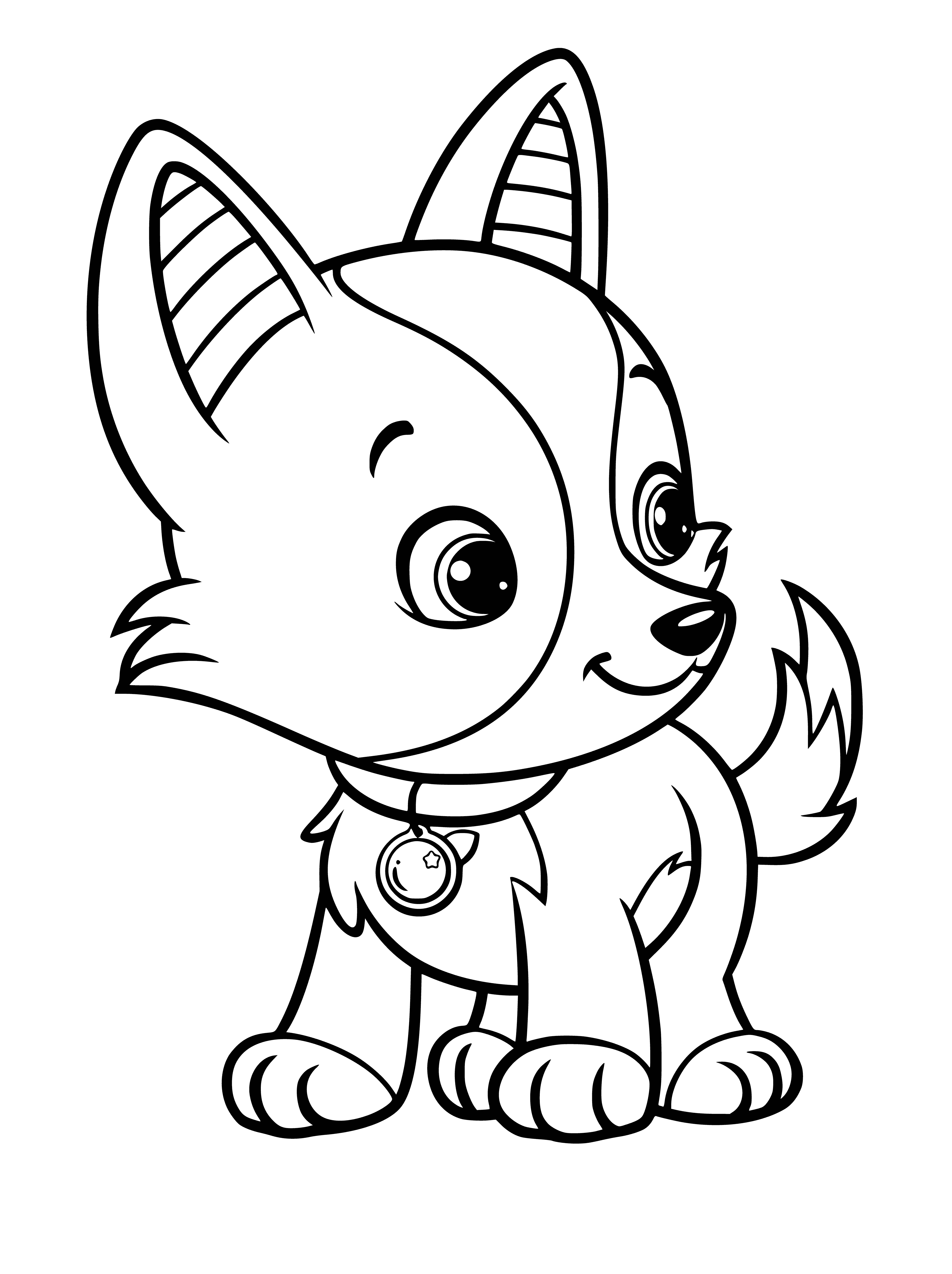 coloring page: A blueberry pet is a round, blue creature with a big head, two small eyes, a big mouth, and two small legs.