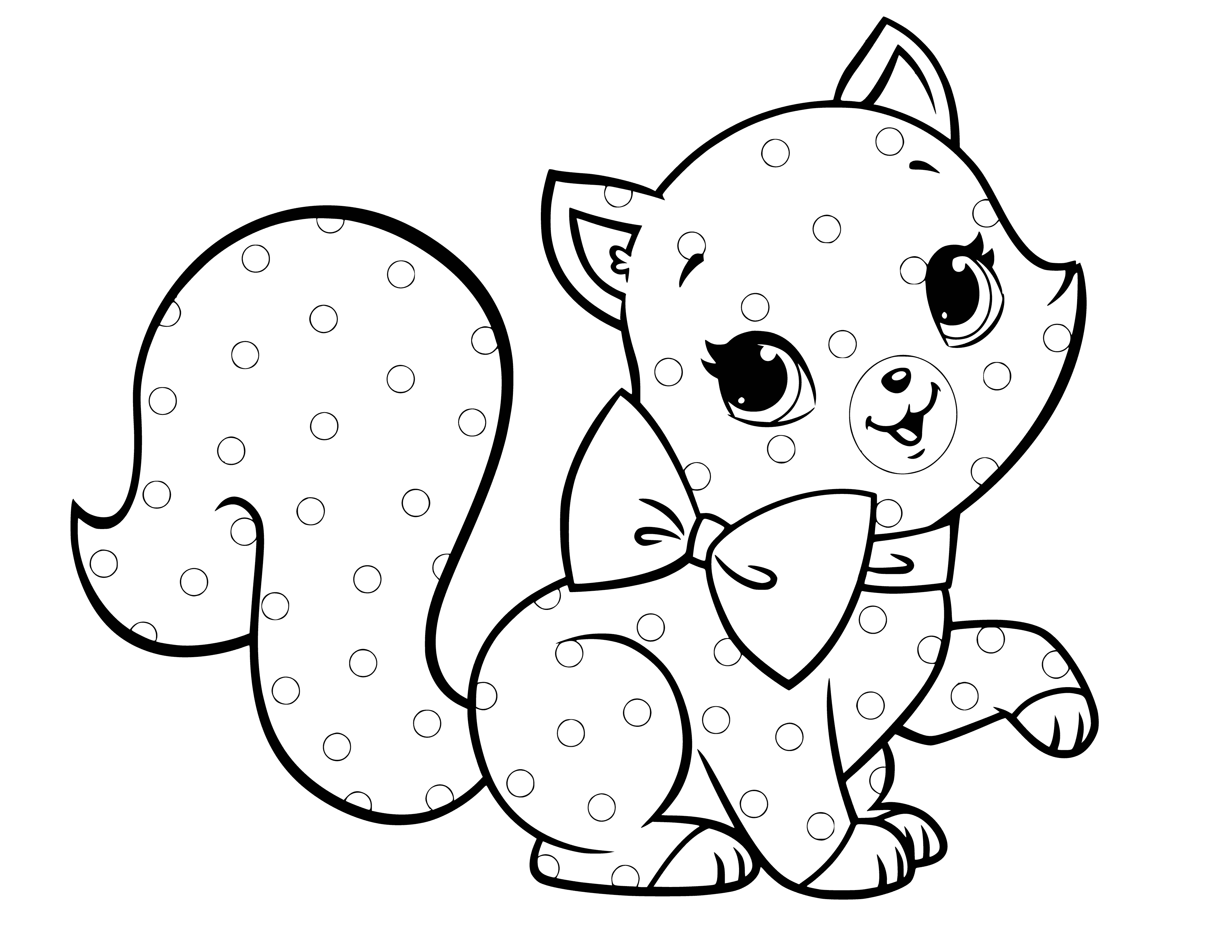 Cute yellow kitten with blue eyes and pink bow, sitting on its hind legs with outstretched paws. #coloringpage
