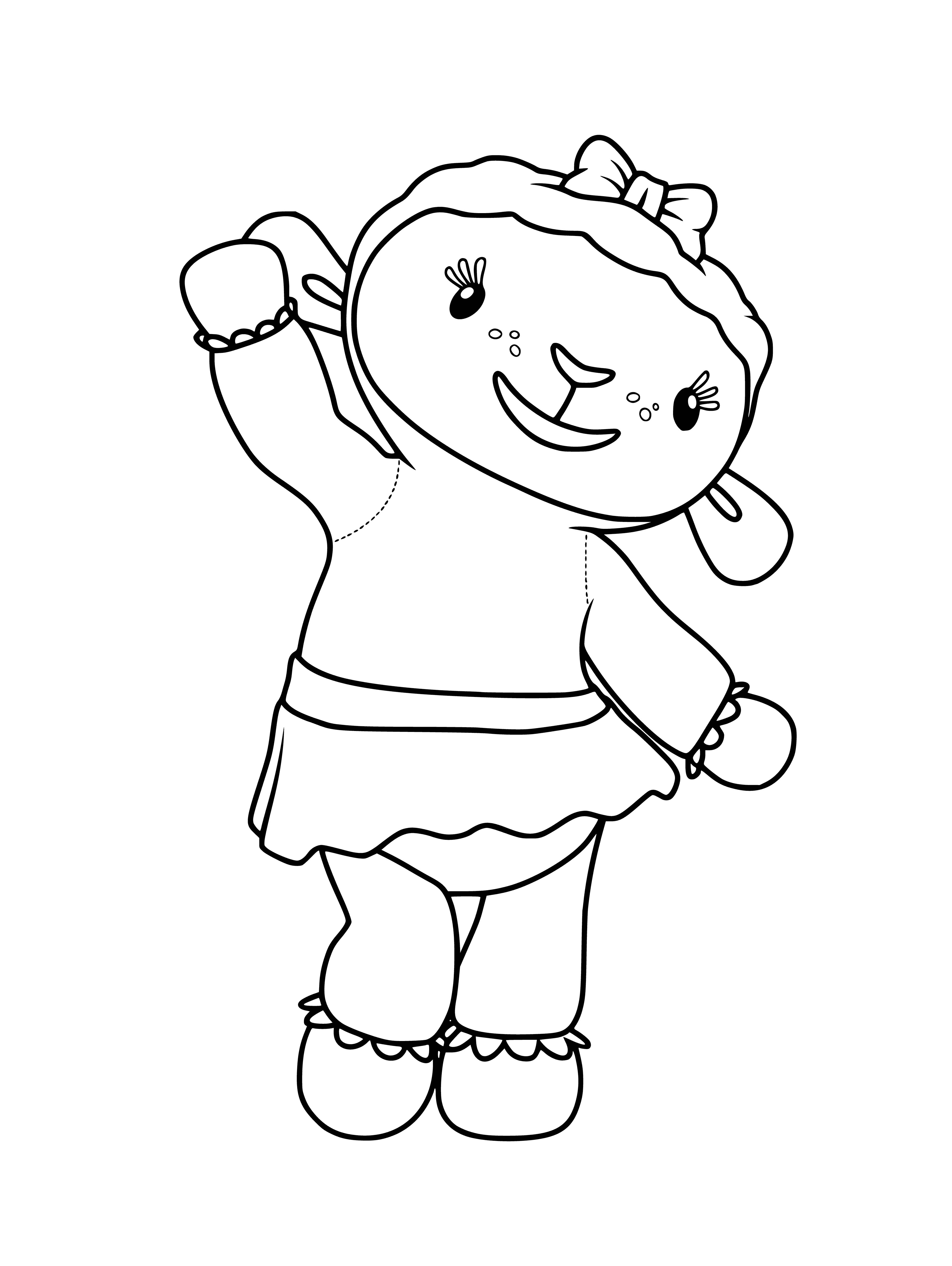 coloring page: Soft cuddly sheep toy for kids w/ pink in ears & bow - just like Lammy from Disney's "Doc McStuffins"!