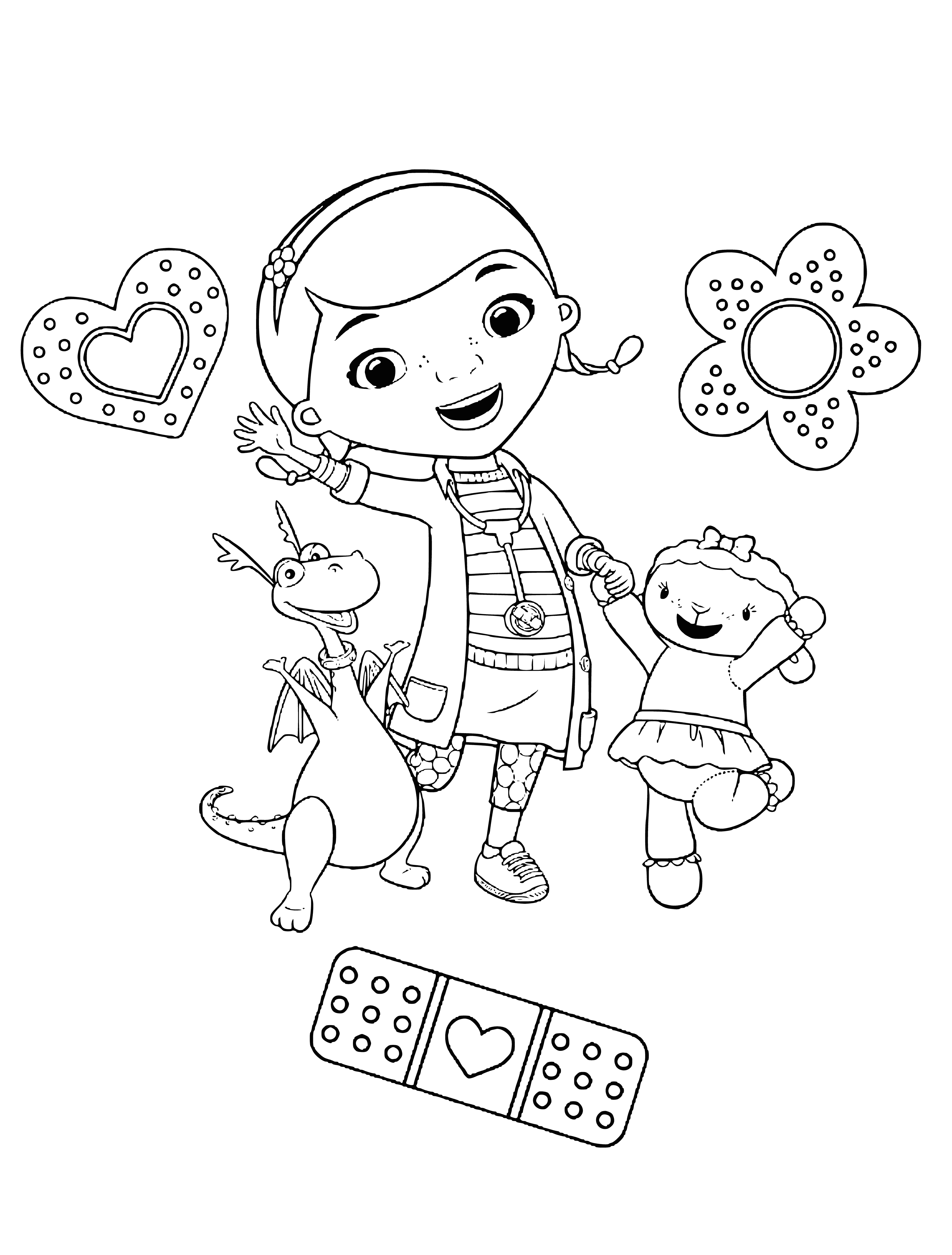 coloring page: Dotty and her friends admire the beauty of a hilltop garden of flowers. #DocMcStuffins #coloringpage