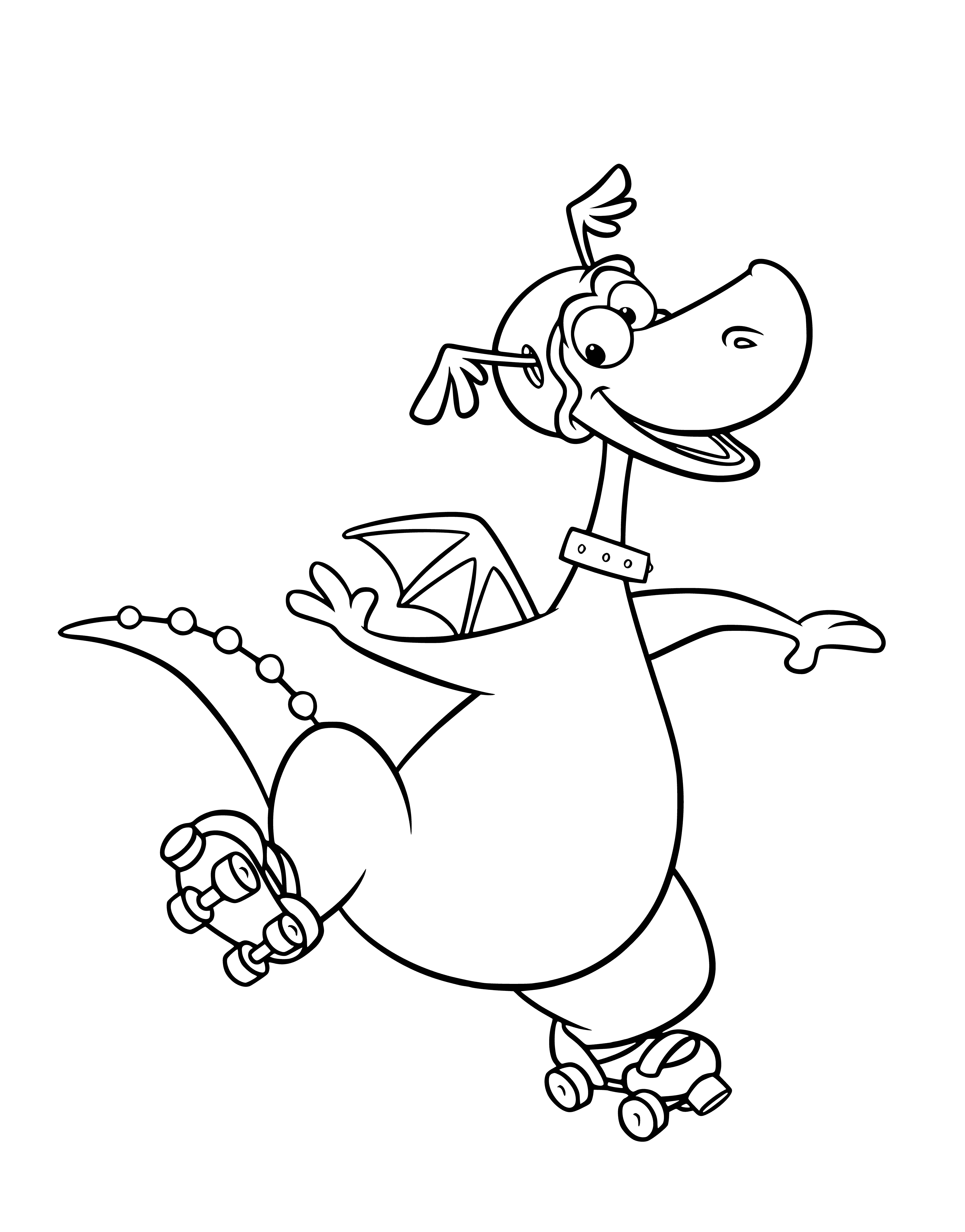 Dragon Staffi on rollers coloring page