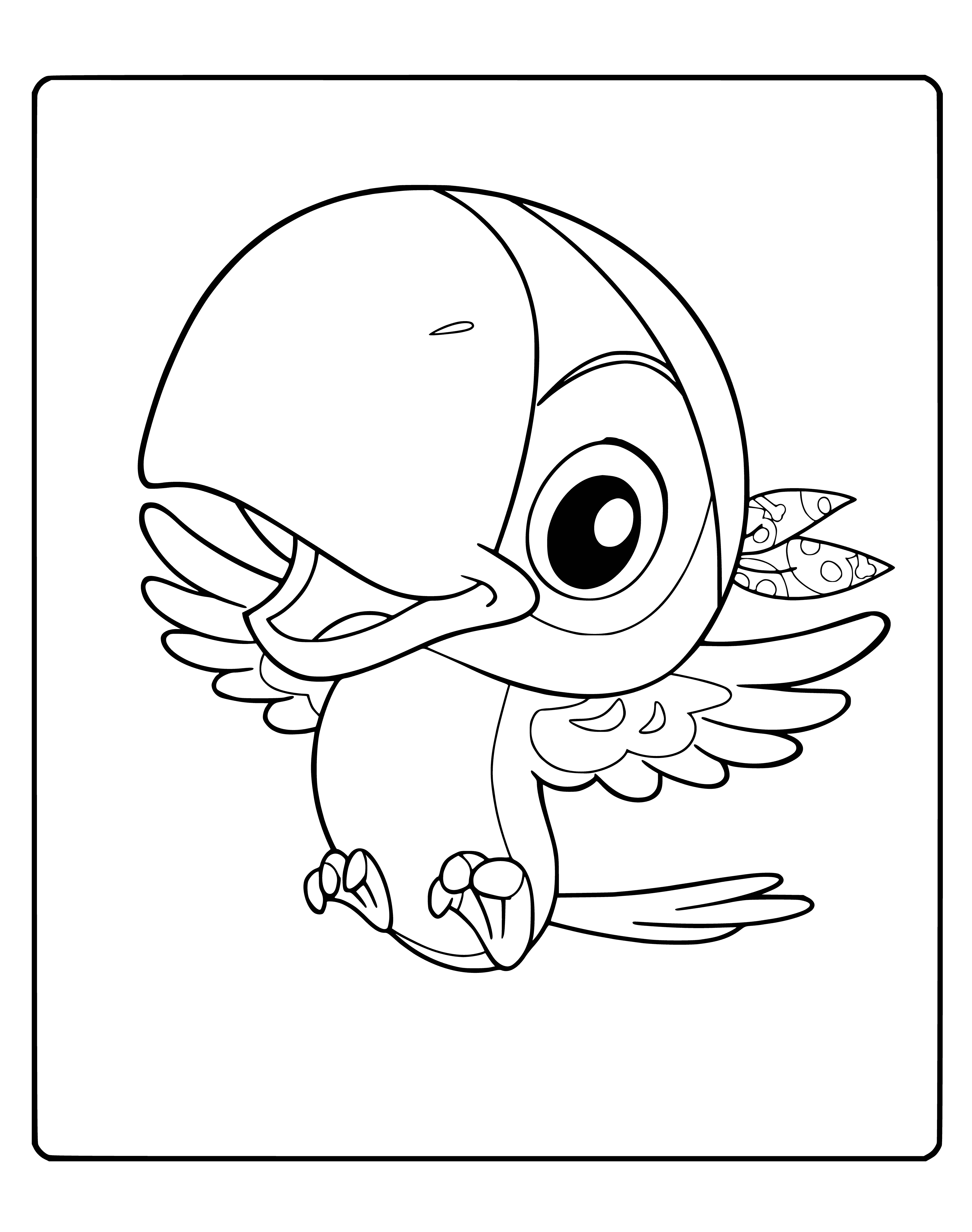 coloring page: Scully Parrot is a yellow & green parrot on a pirate ship, wearing a red scarf around his neck. (Jake & the Never Land Pirates)