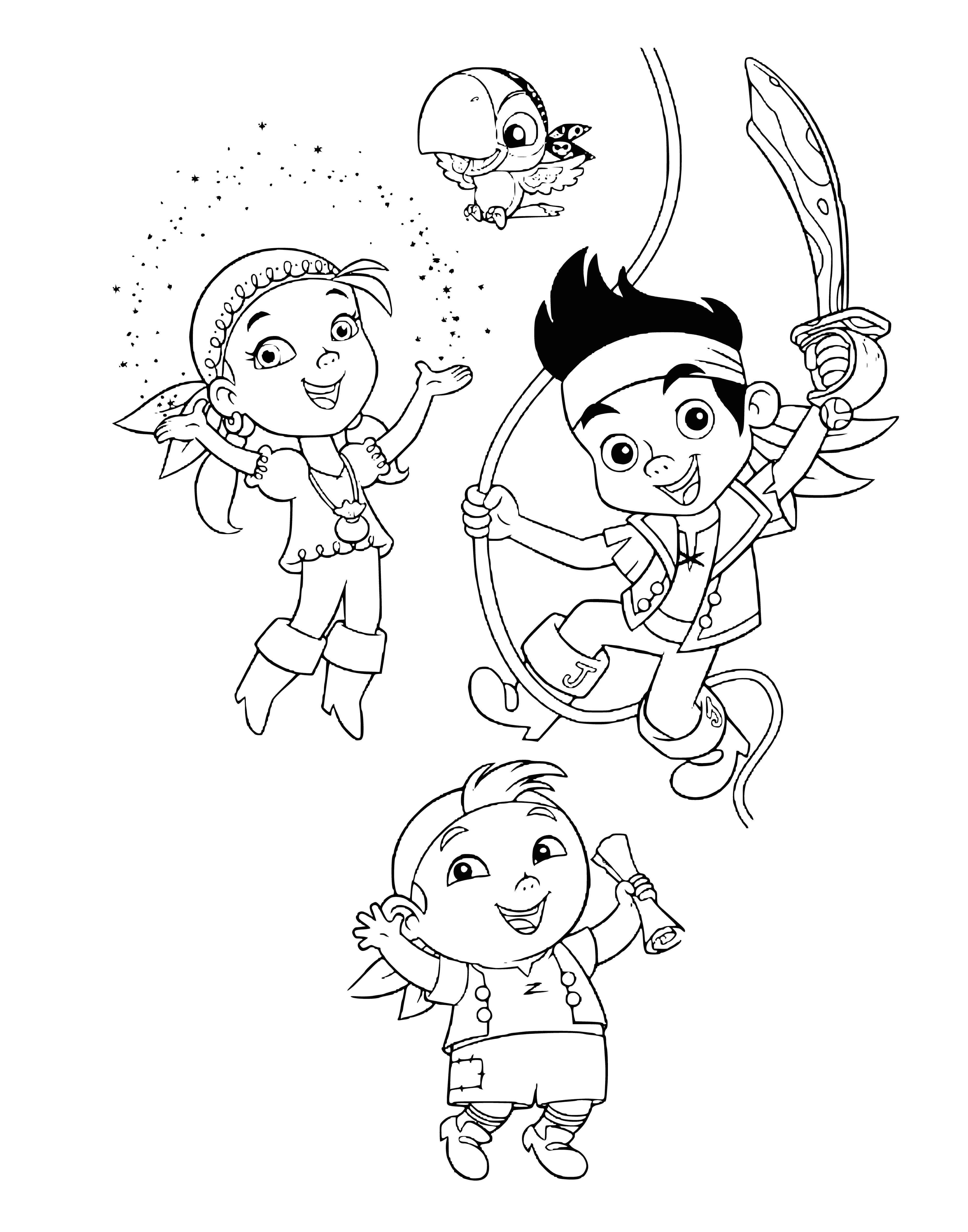 Fairy dust, saber and map coloring page