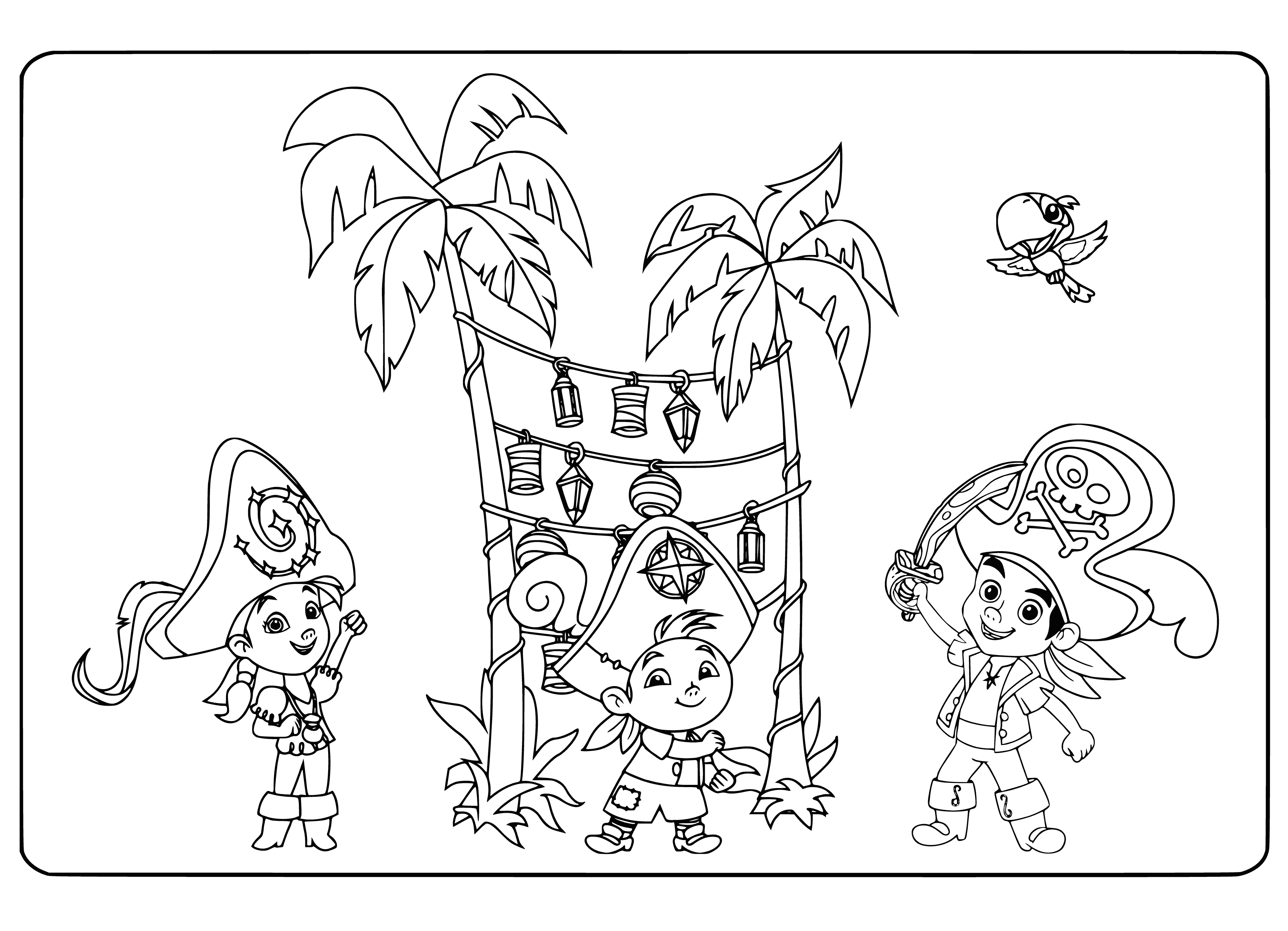 Jake and his team coloring page