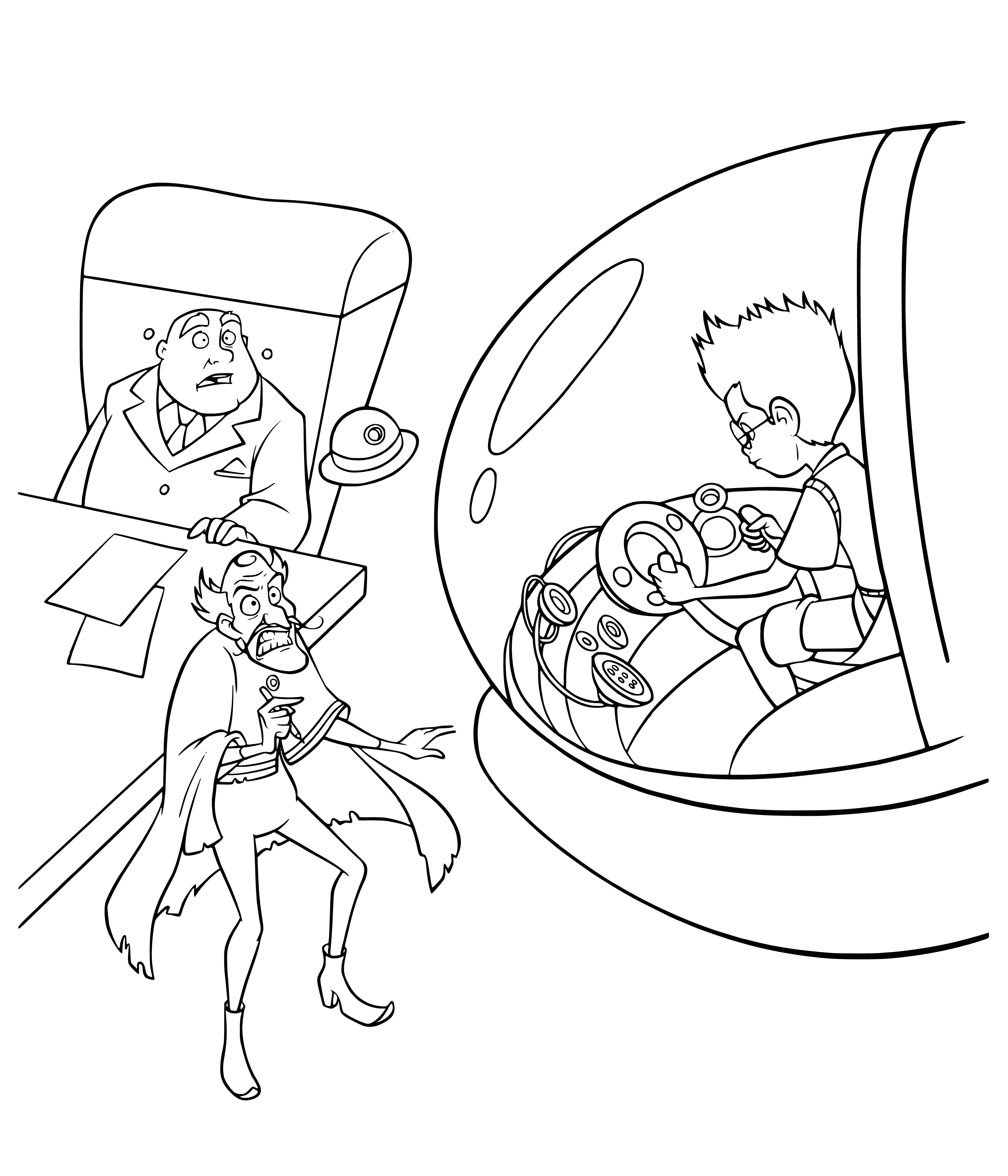 coloring page: Time travel into the future with the Time Machine. Make new friends and explore the world of tomorrow. #timemachine