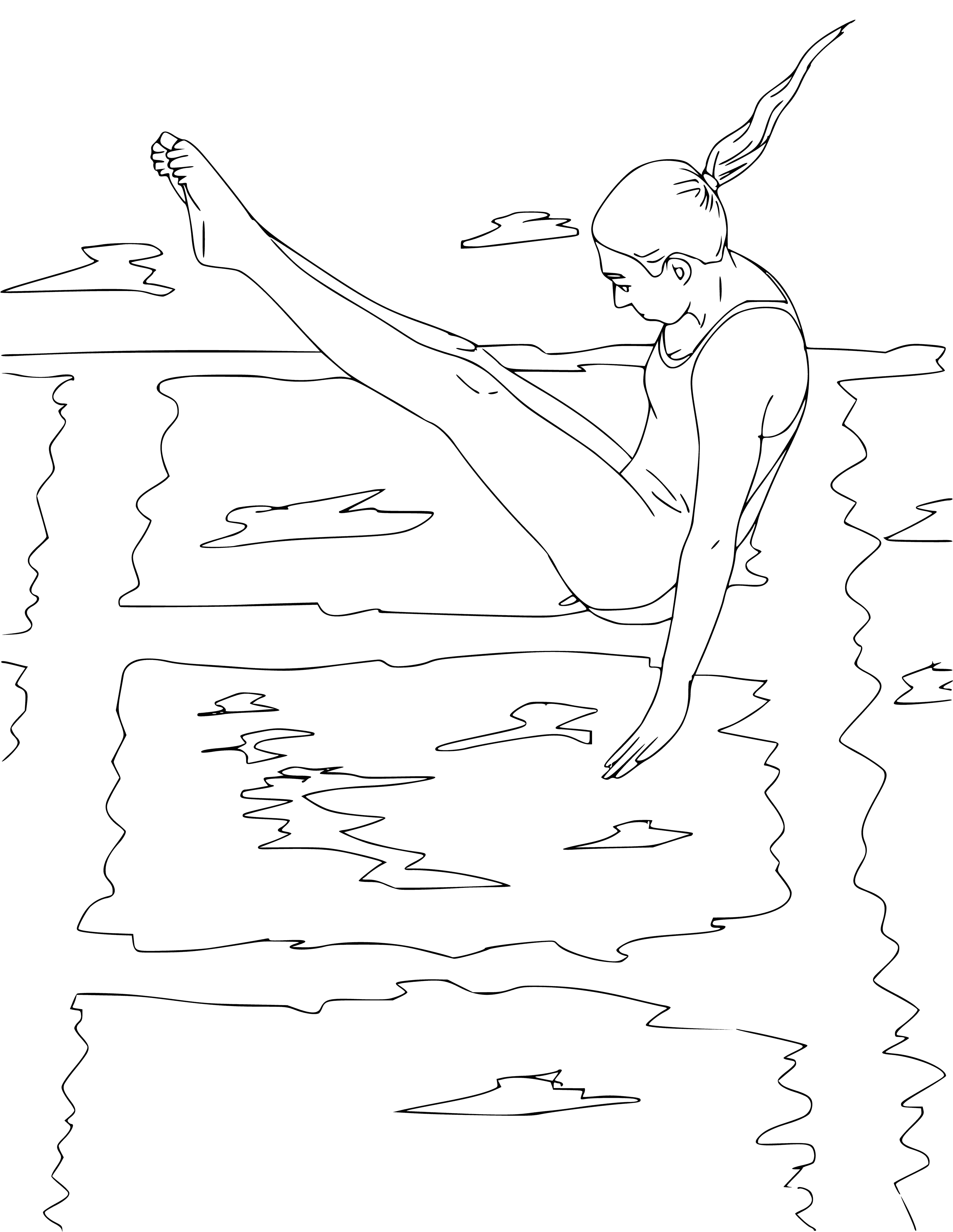 Jumping into the water from a springboard coloring page