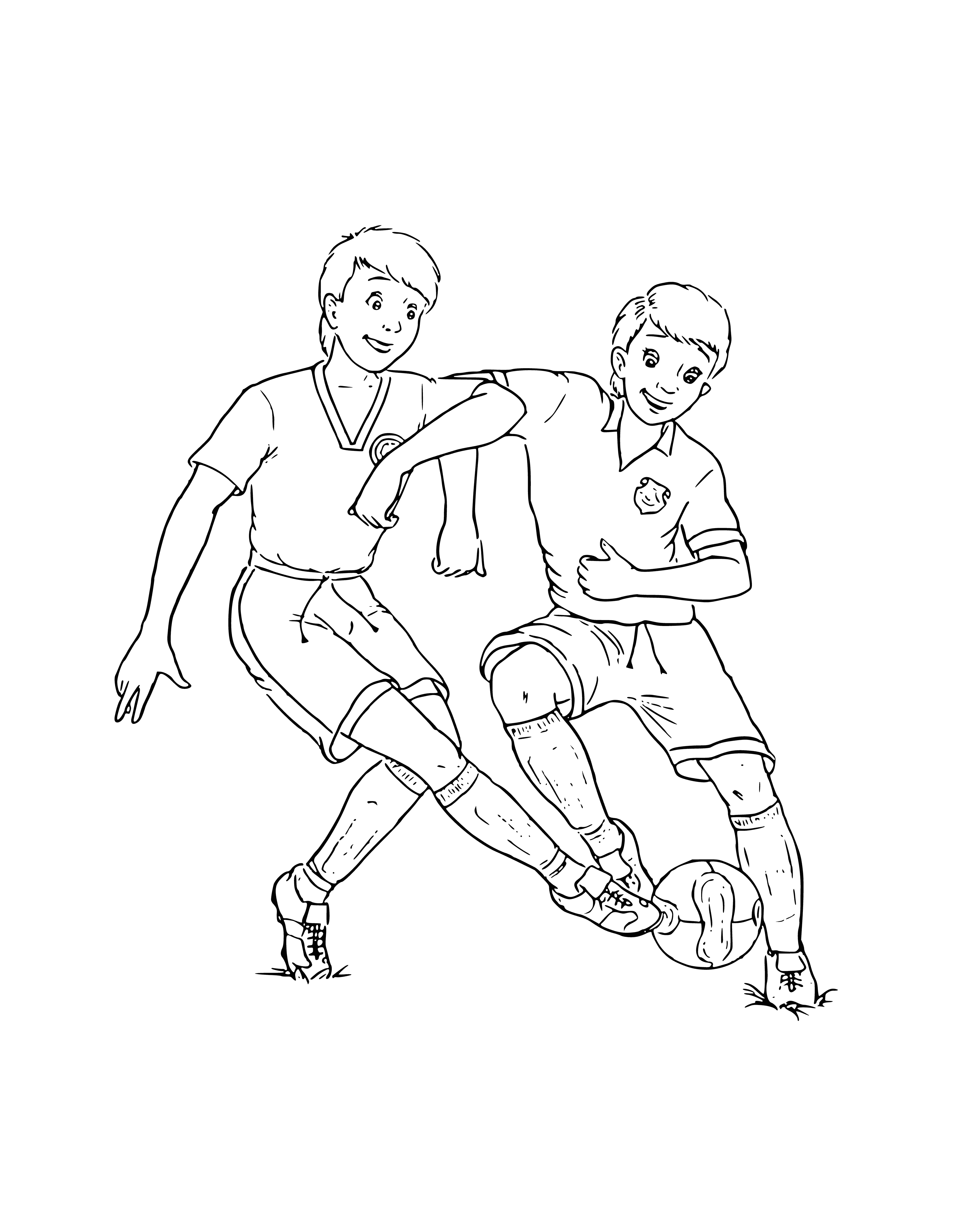 coloring page: Boy in football gear w/ determined look holding football, ready to make a play. #ReadySetPunt #FootballColoringPage