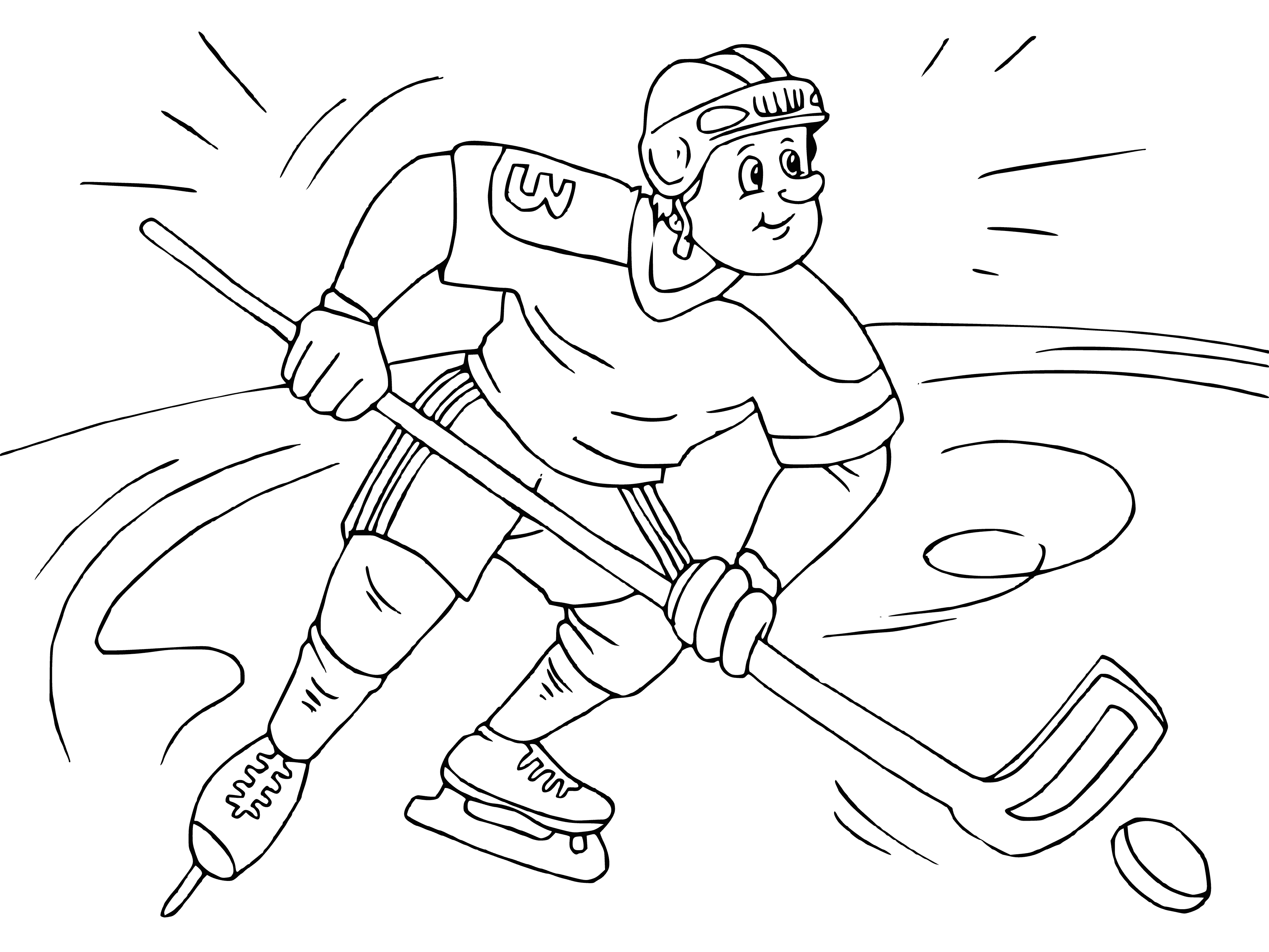 Hockey player coloring page