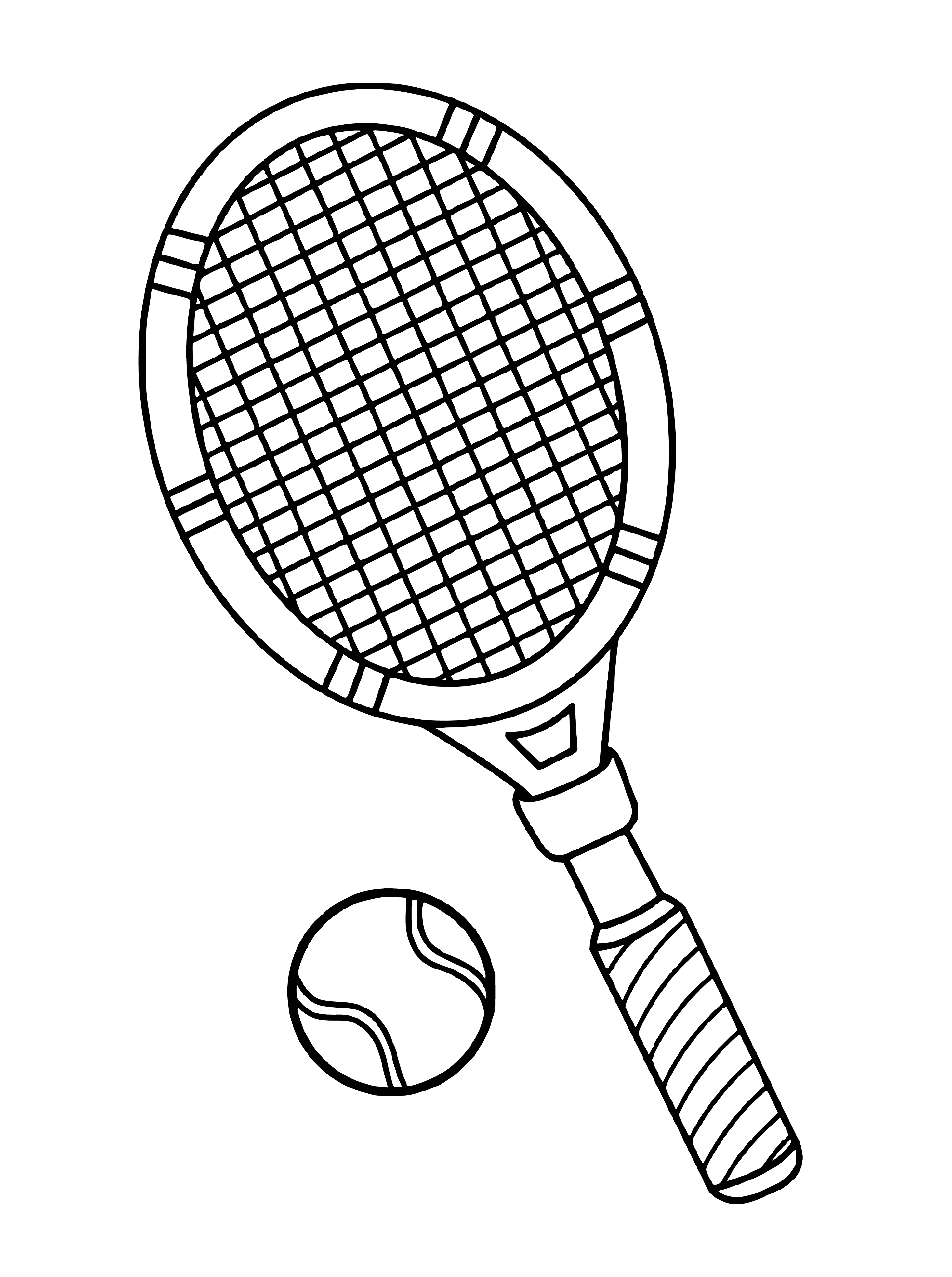 Tennis racket and tennis ball coloring page