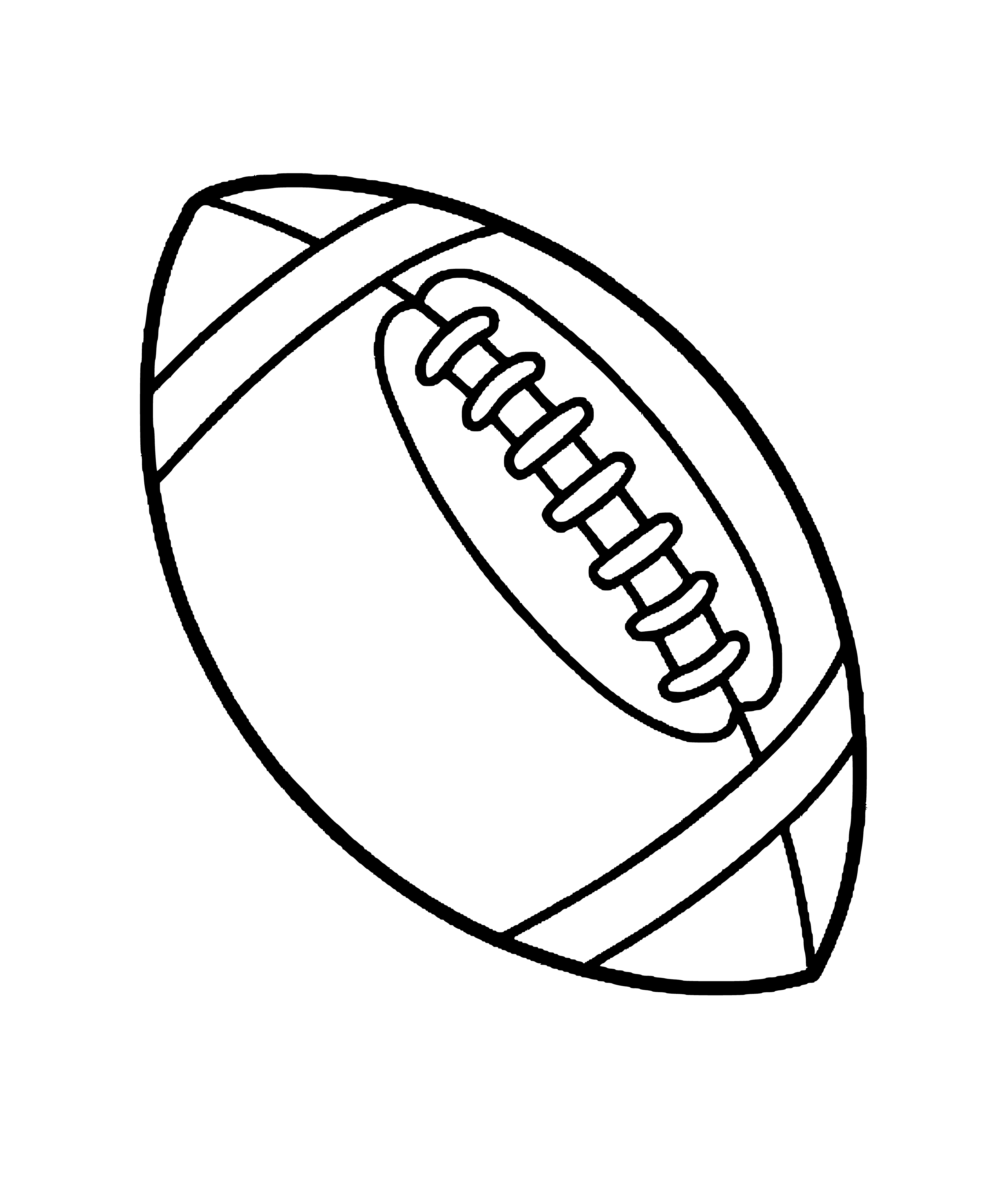 coloring page: A rugby ball is oblong-shaped and made of leather and cork, used in rugby union.