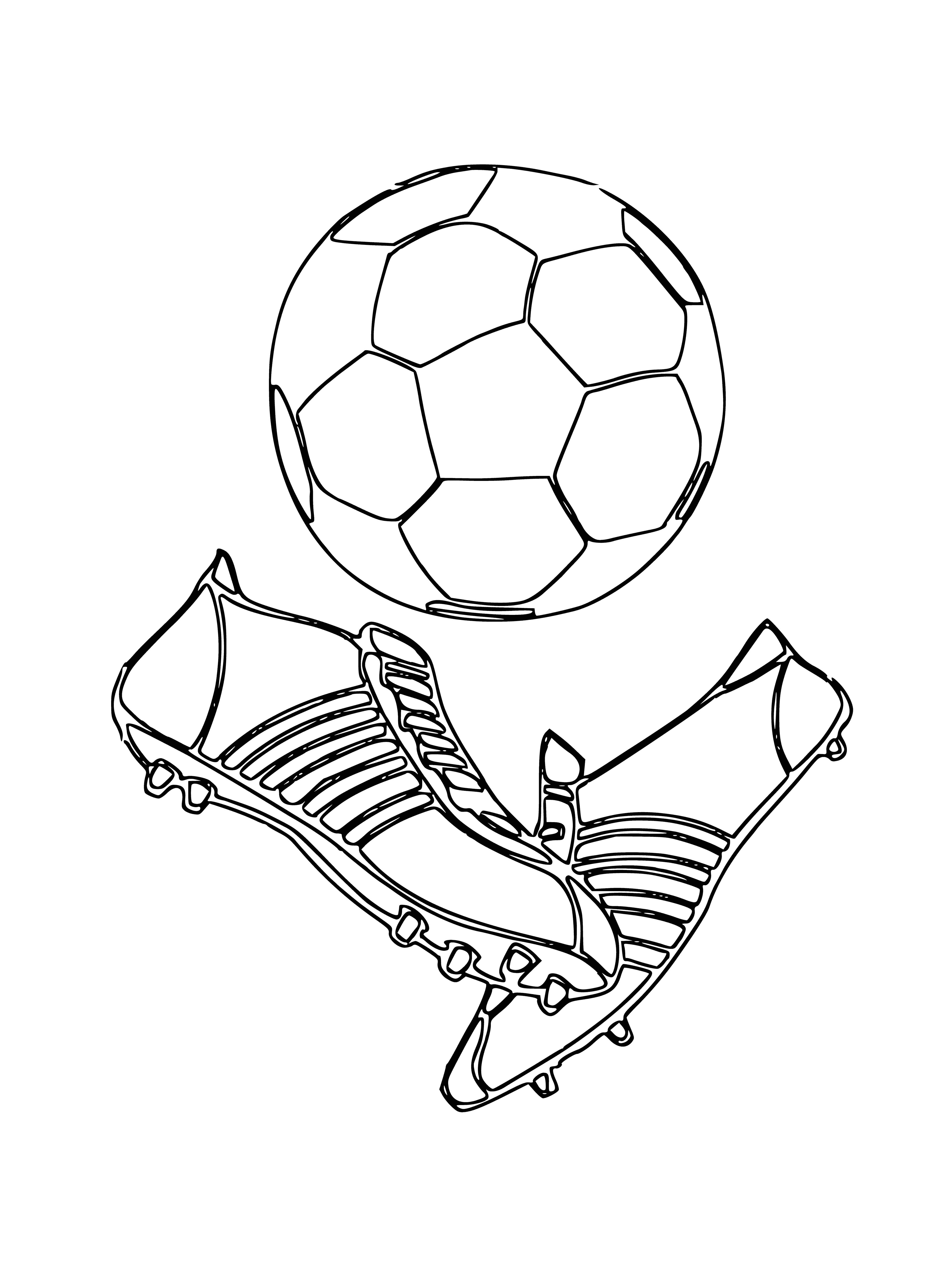 Soccer ball and boots coloring page