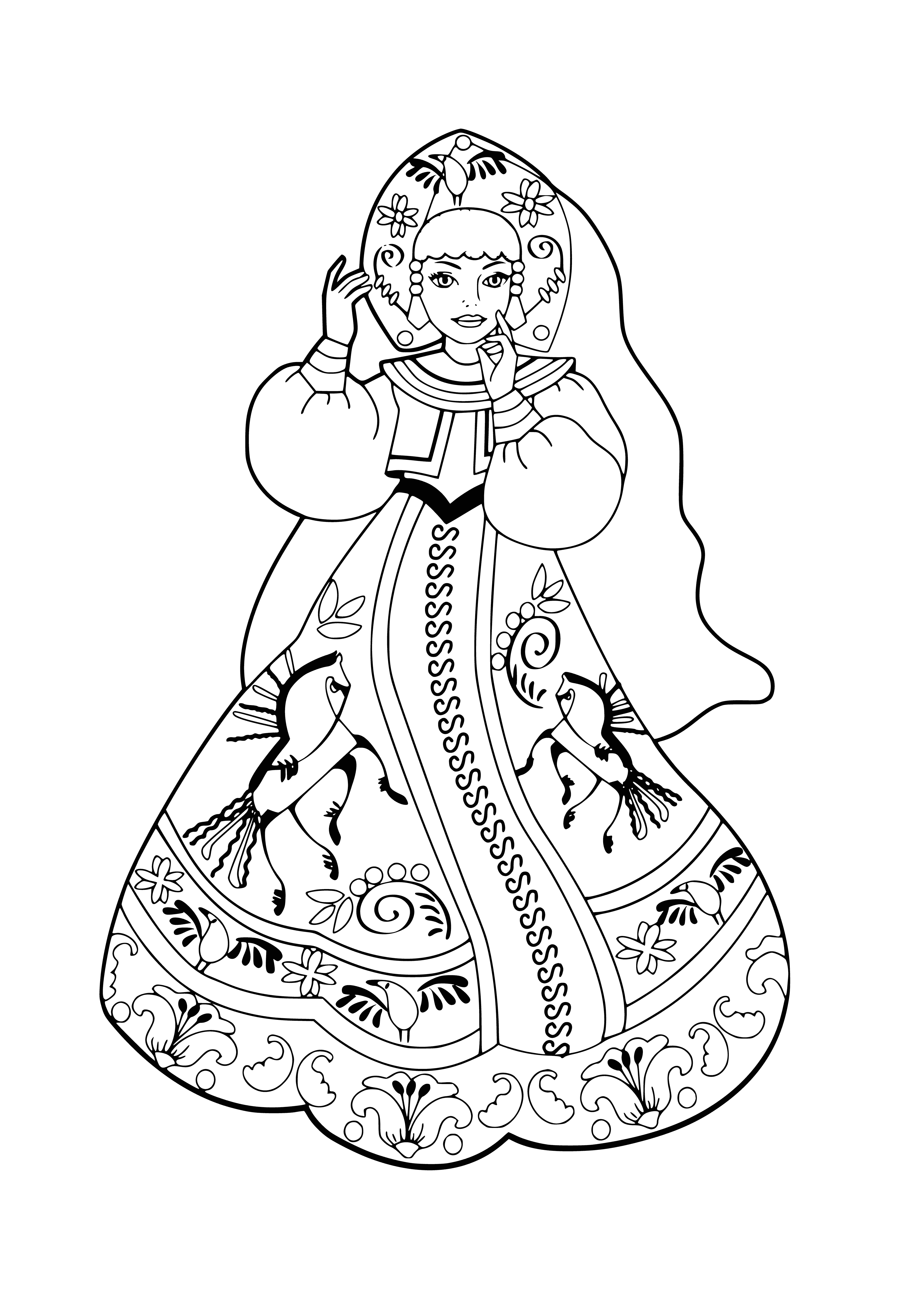 Outfits of Russian beauties coloring page
