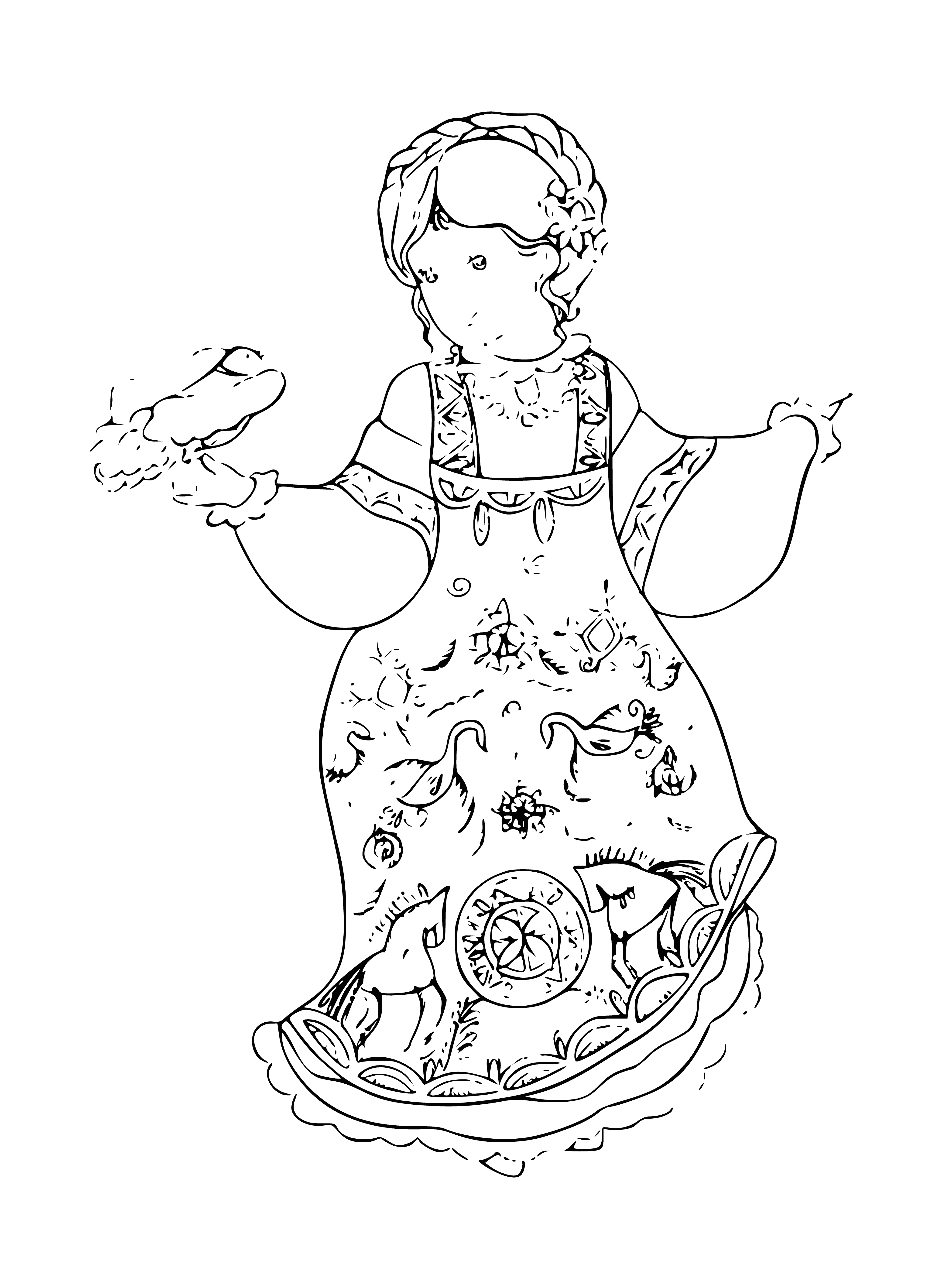 Patterned dress coloring page