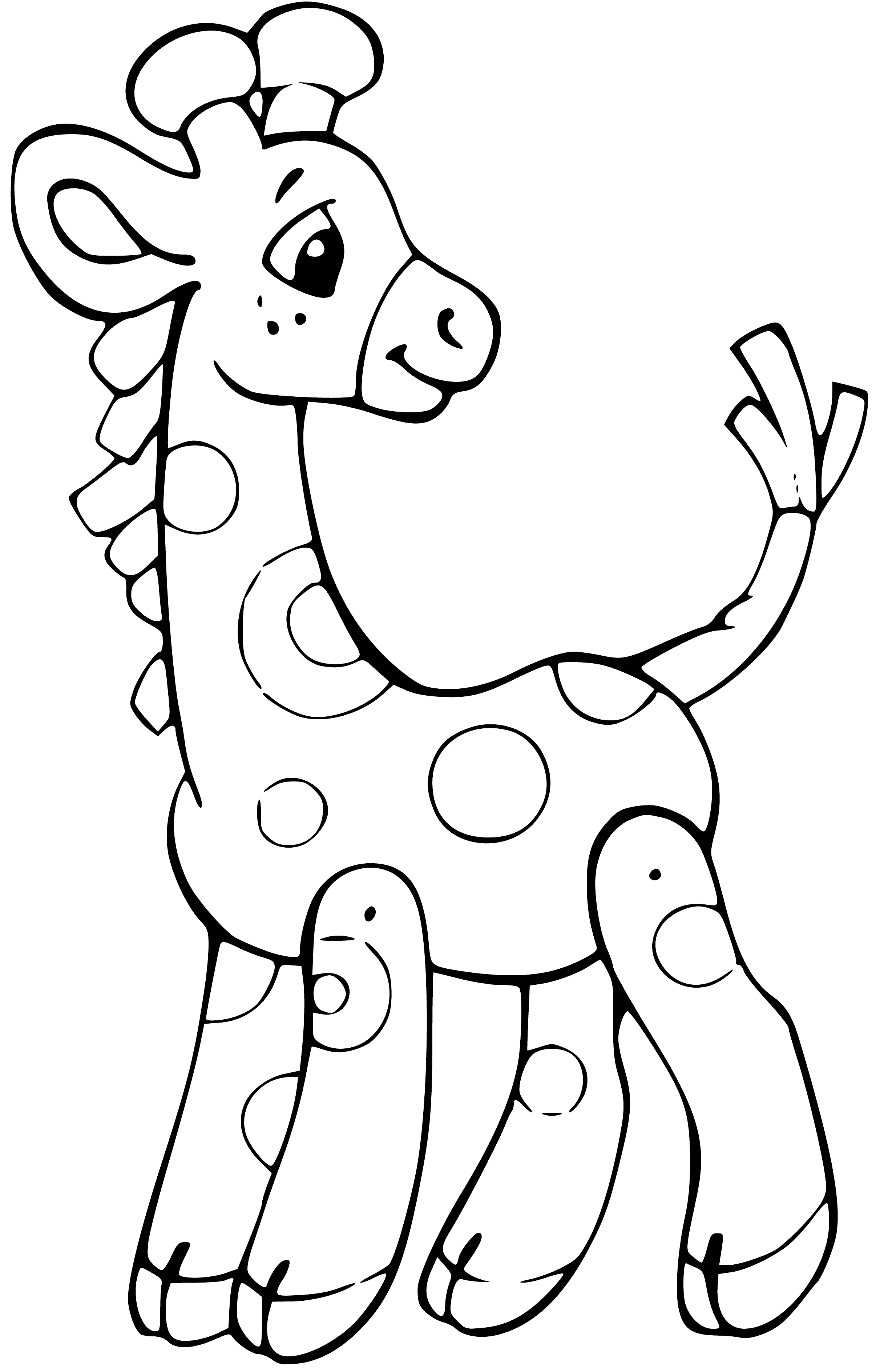 coloring page: Giraffes are tall African mammals w/ long necks; record-sized bull shot in Kenya, 1934 was 6m & weighed 2,000kg.