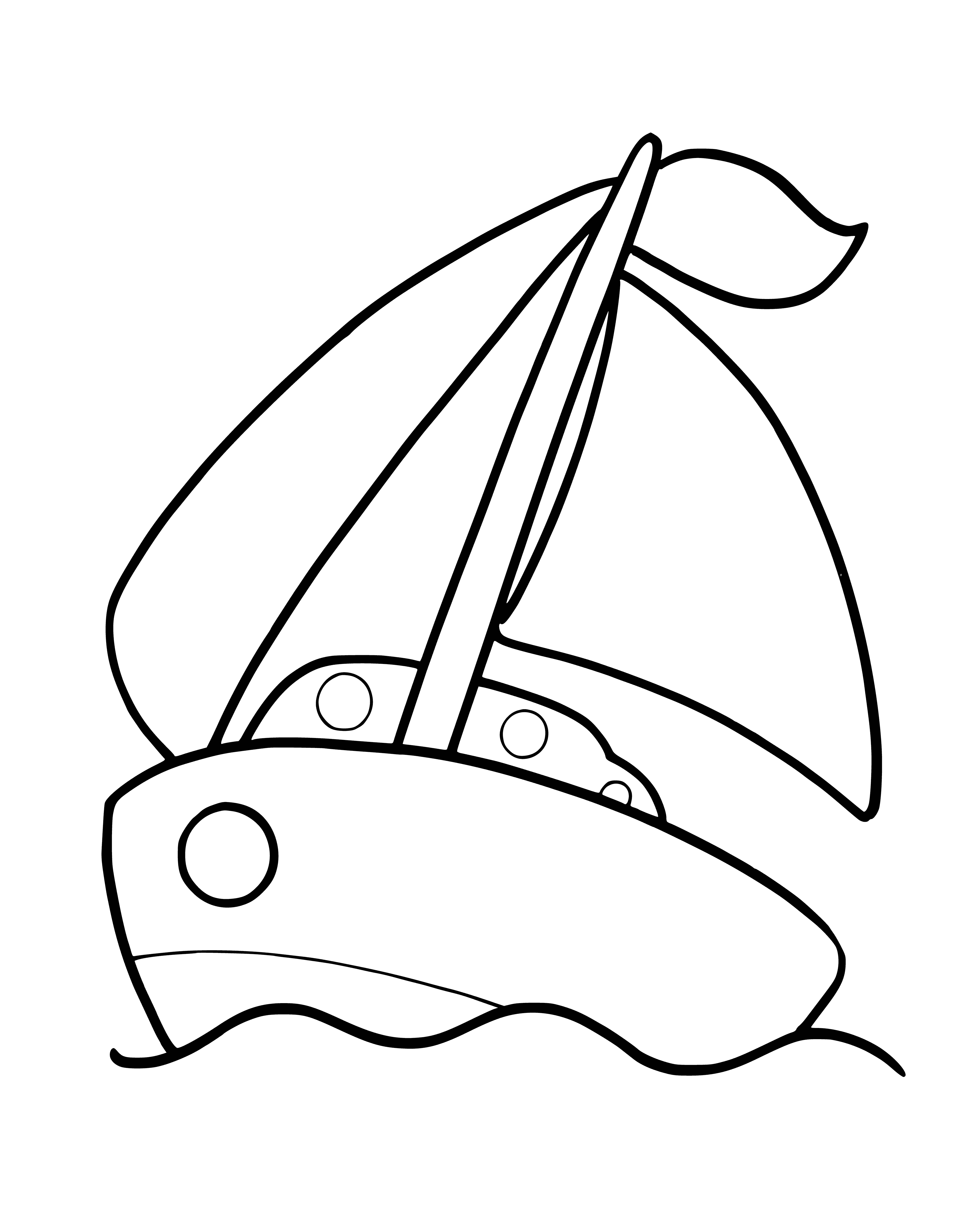 coloring page: A black & white ship with levels, stairs, windows, sails & flags. A perfect coloring escape! #coloringpage #CGSignature
