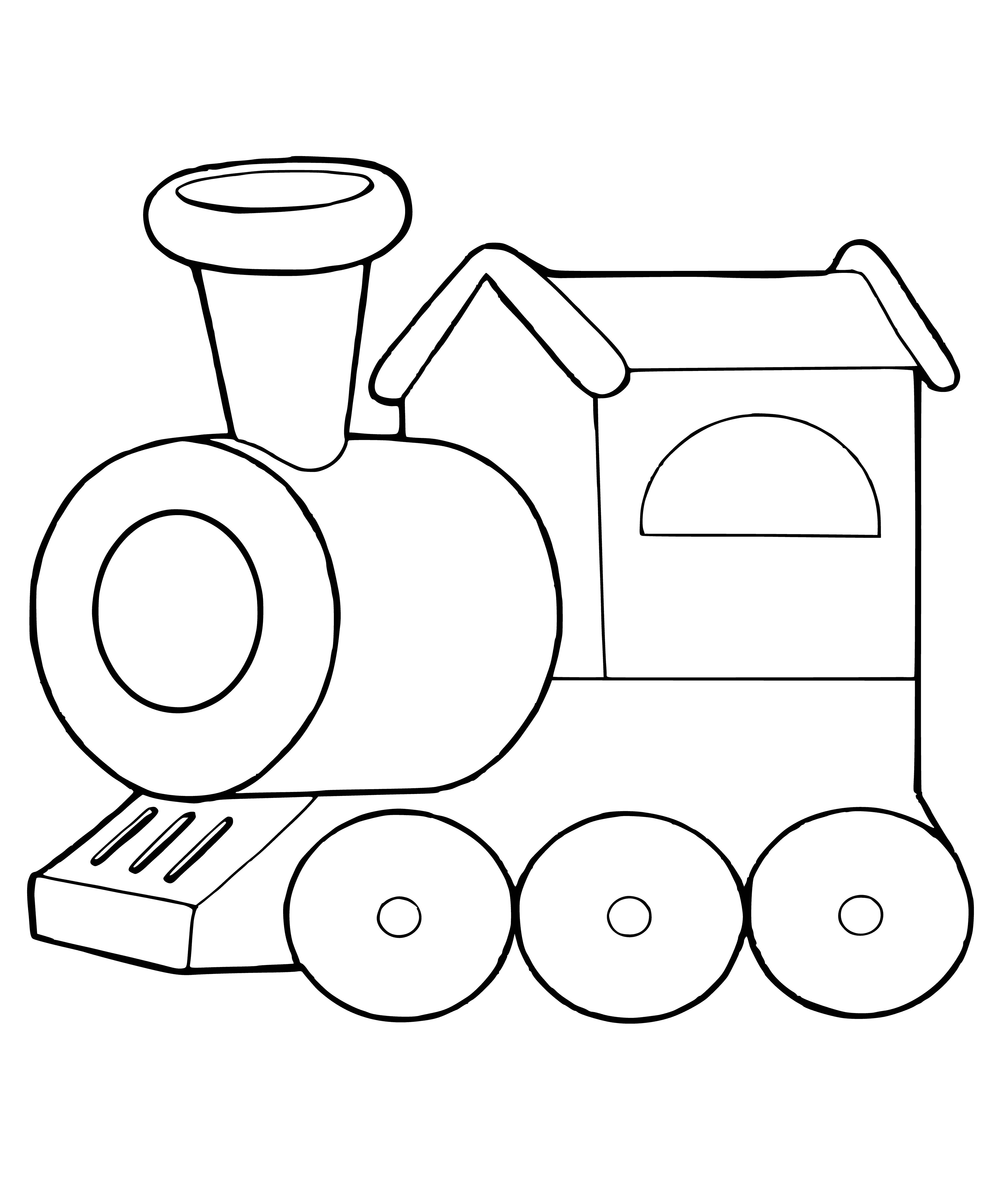 coloring page: Classic brown train with white smokestack and yellow light. "Toys Locomotive" written on the side.