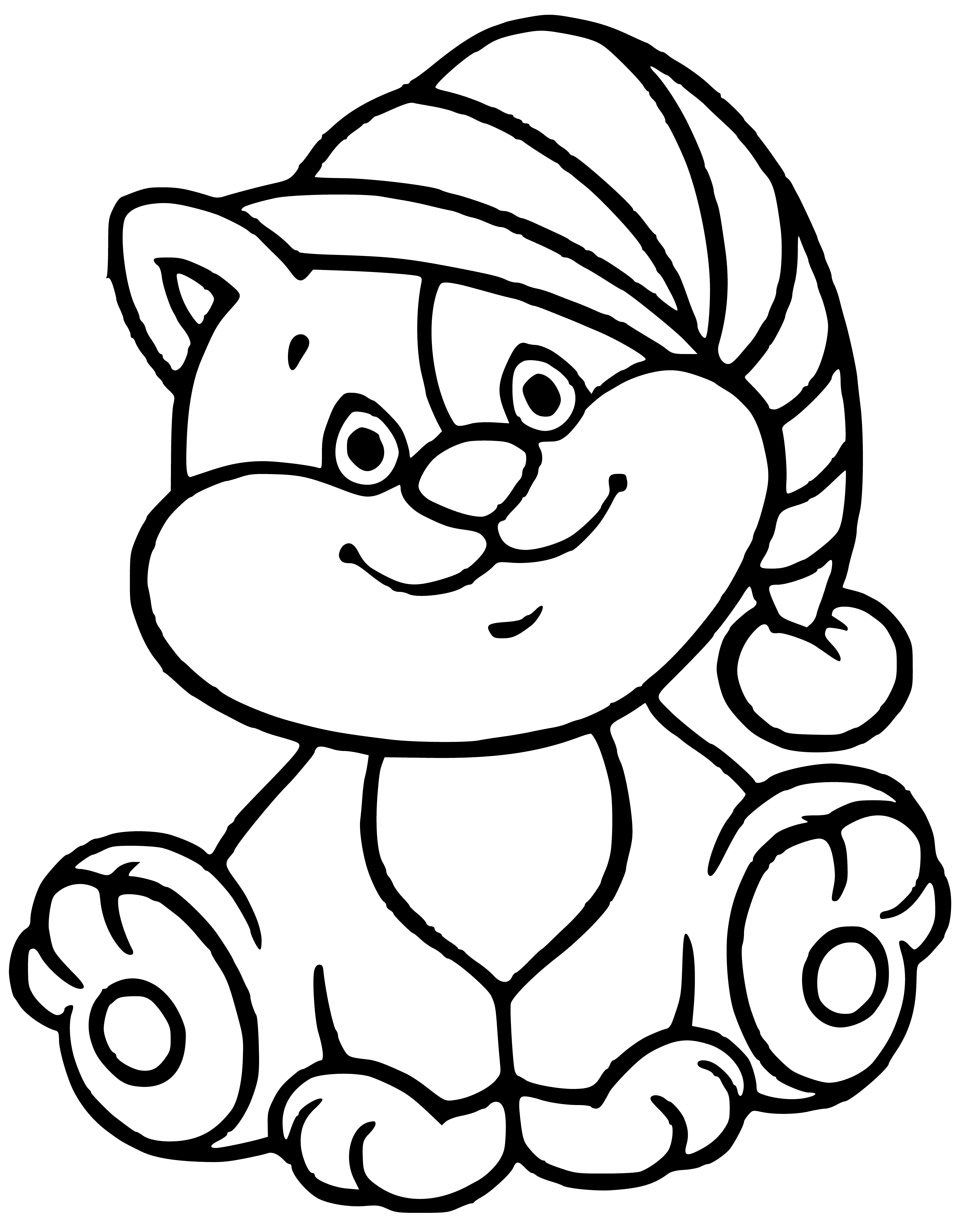 coloring page: Three kitties, different colors & expressions - brown happy, black sad, white scared - in boxes on coloring page.