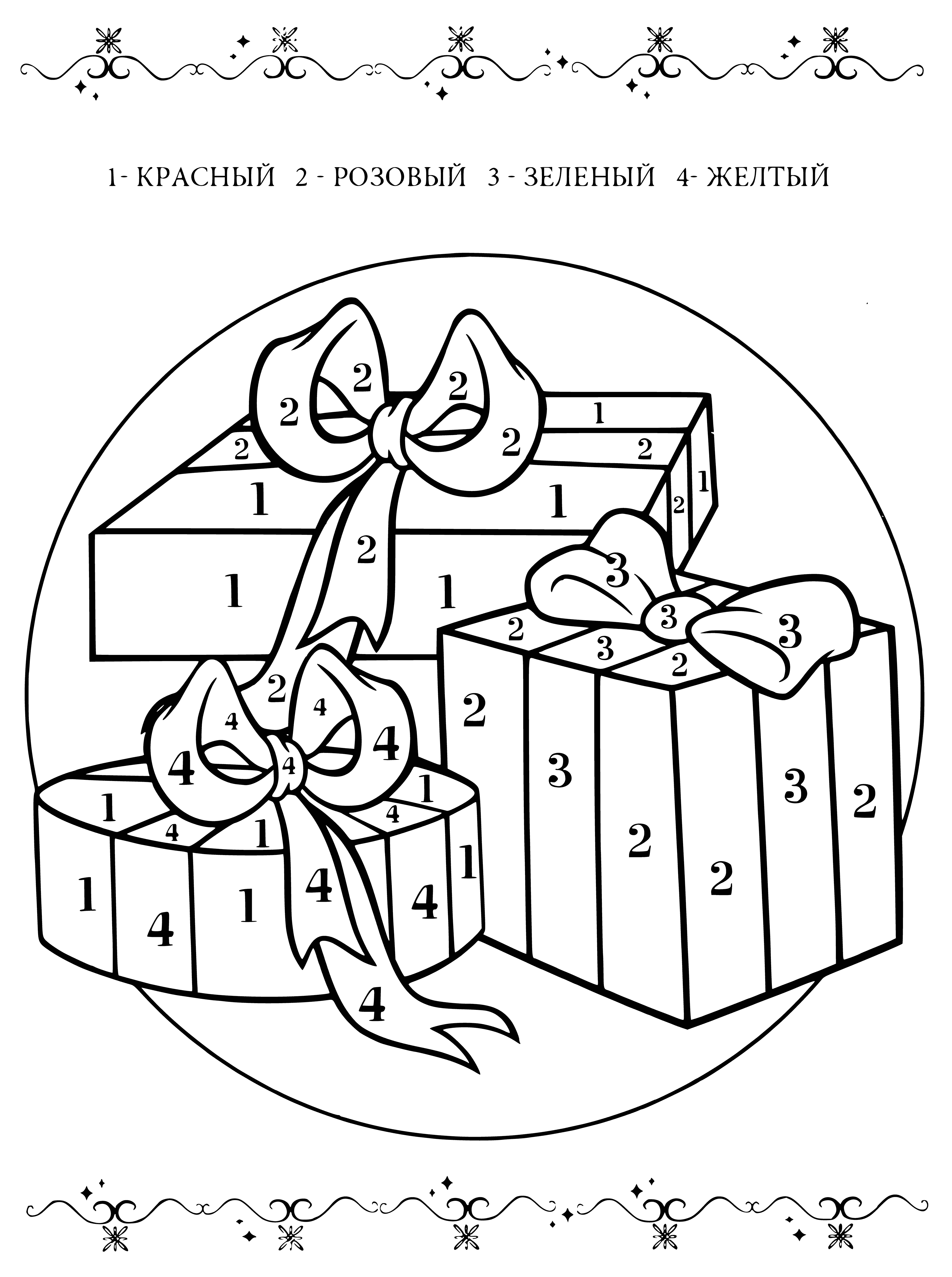 New Year gifts coloring page