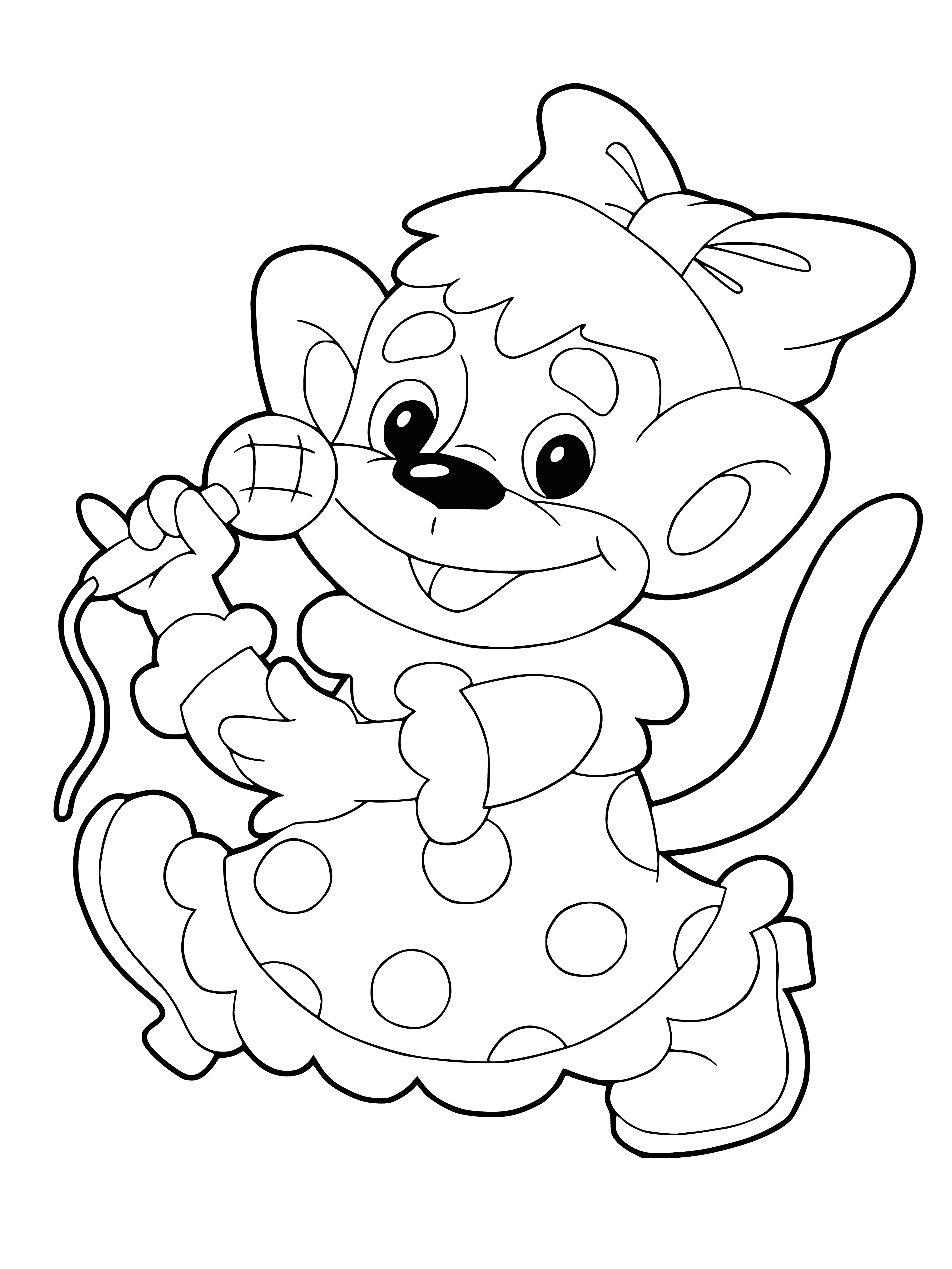 coloring page: Monkey on a stool with mic, eyes closed, slightly open mouth.