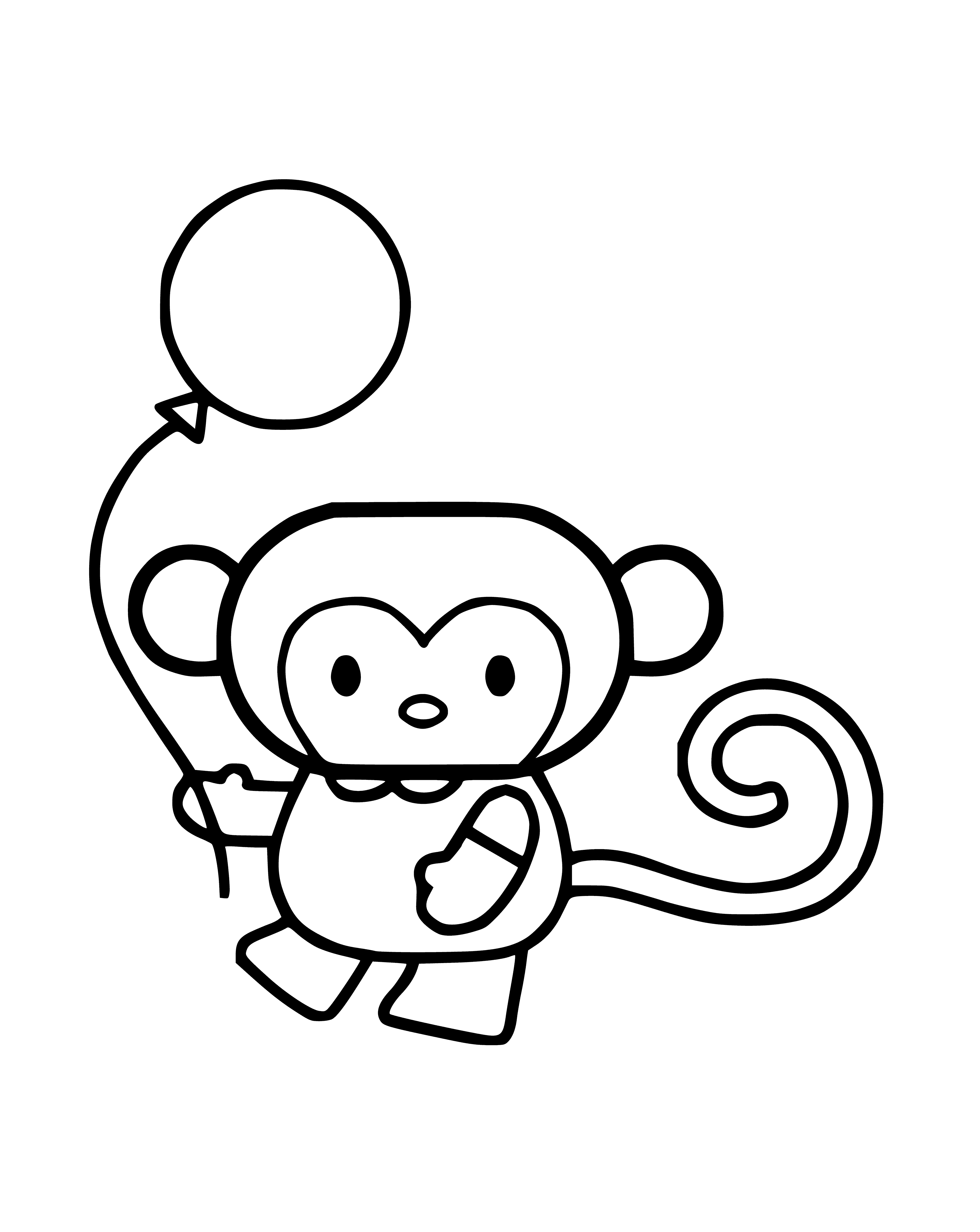 Monkey with a ball coloring page