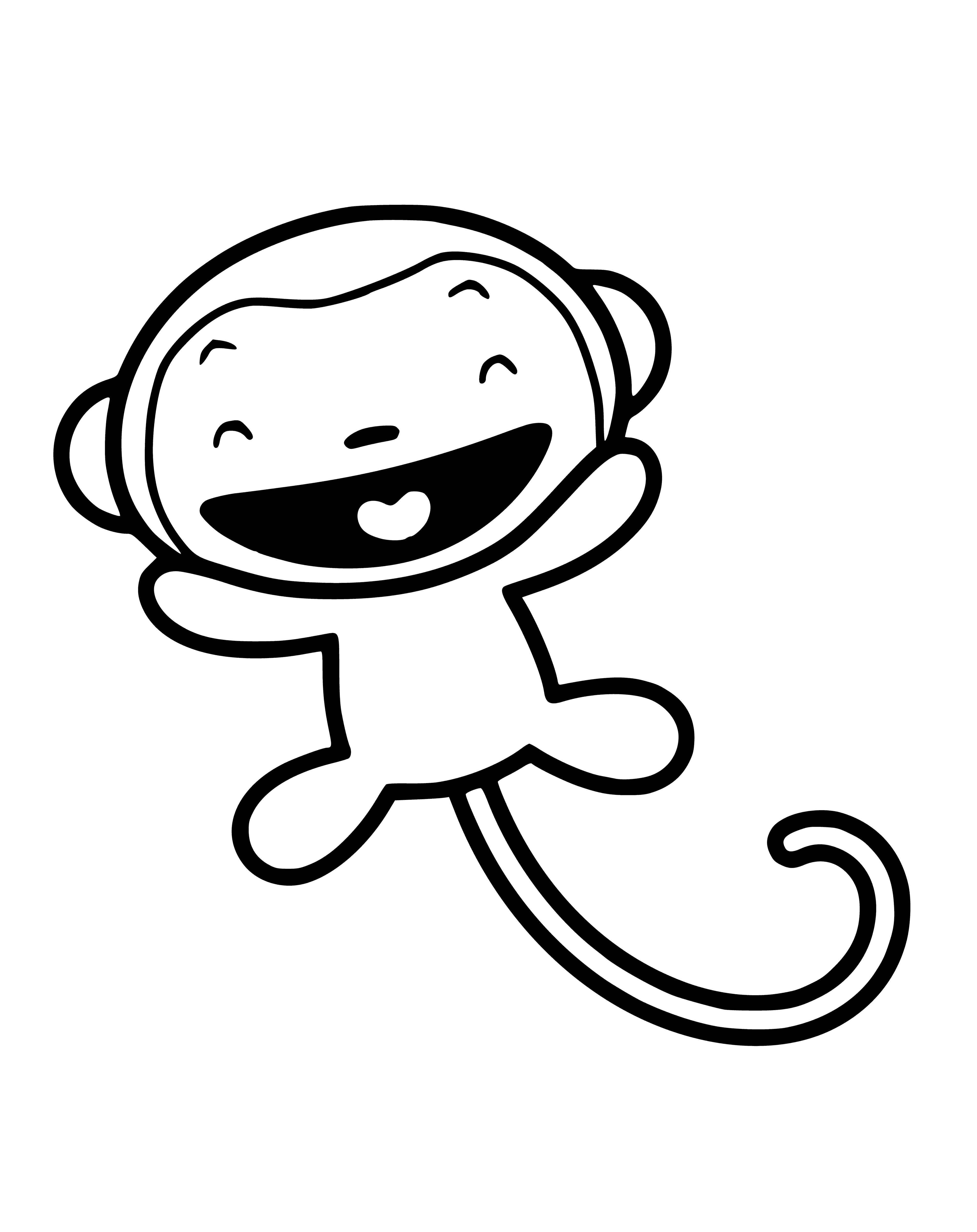 Monkey laughs coloring page