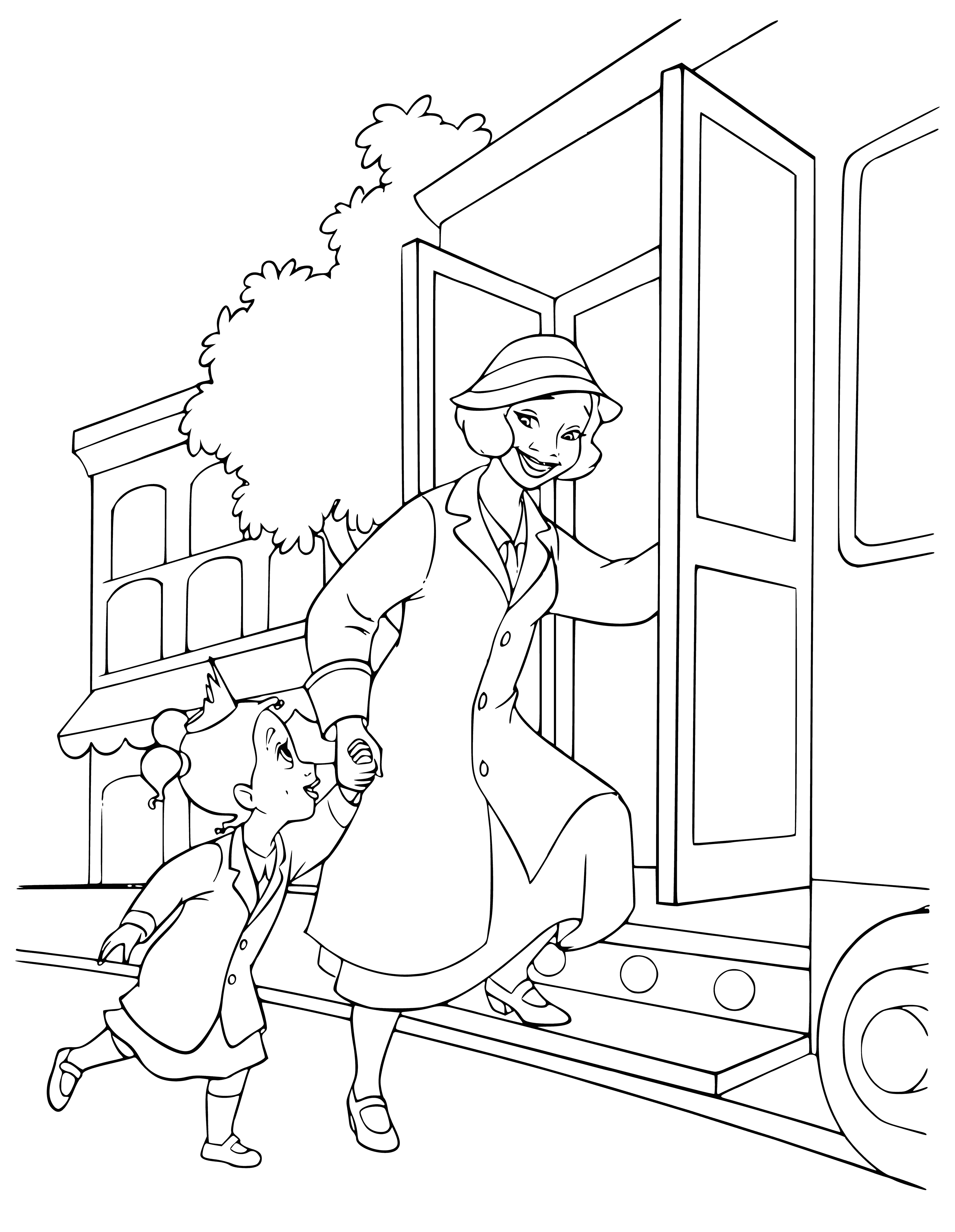 Baby Tiana with her mother coloring page
