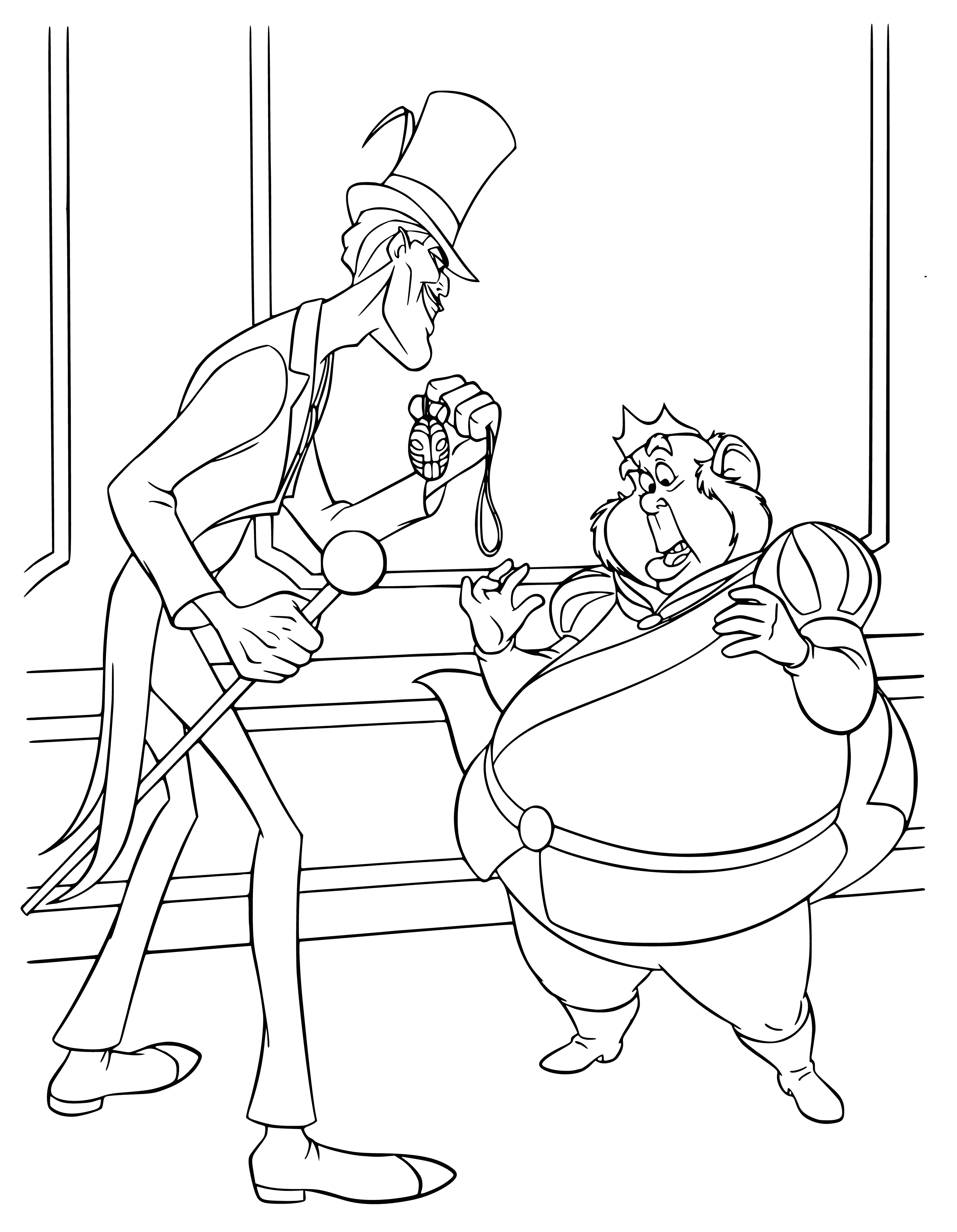 coloring page: Prince Naveen in danger! Both a large alligator and a purple voodoo frog menace him on a coloring page.