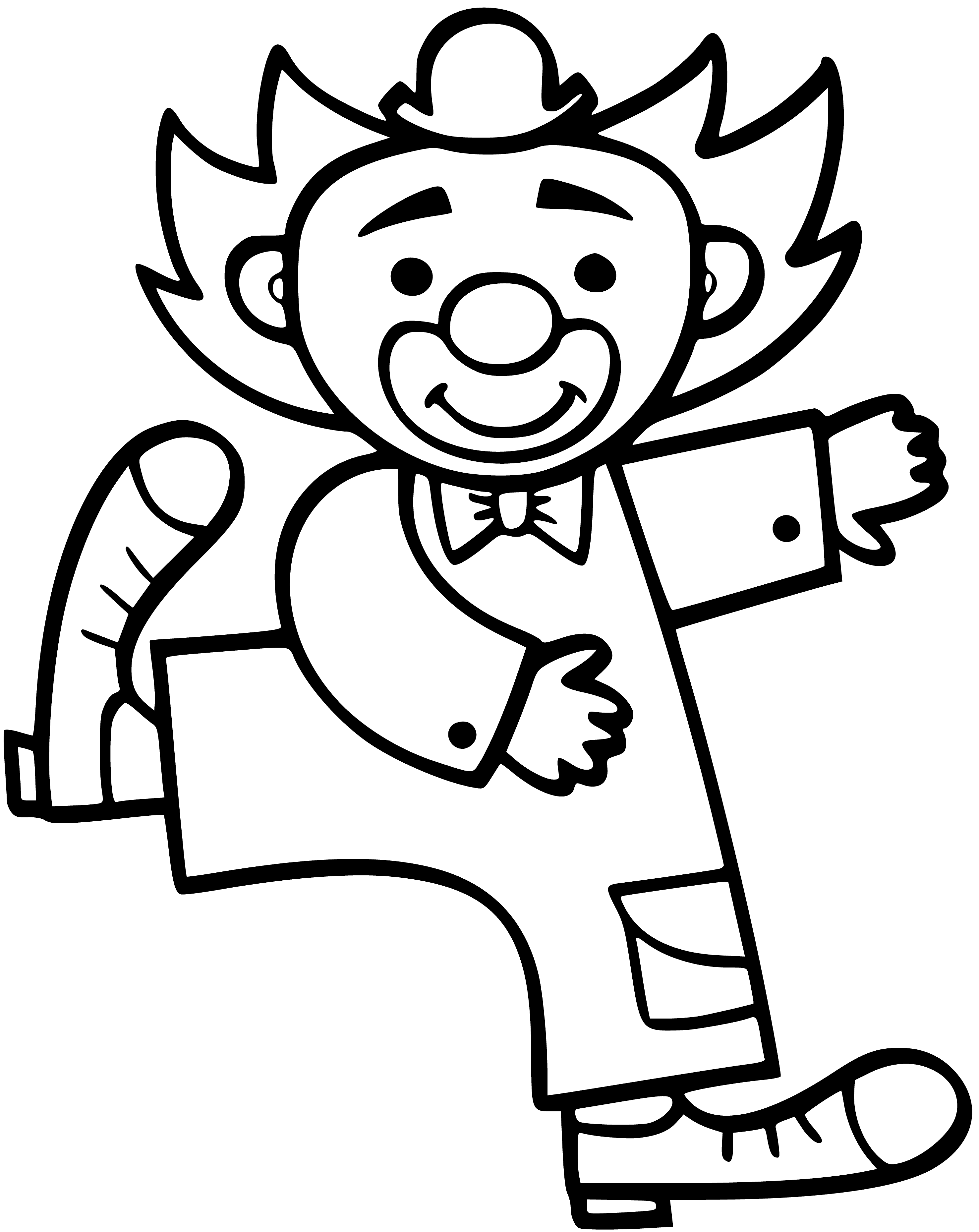 coloring page: Clowns entertain kids & adults with colorful makeup & costumes, often working in circuses, at parties & other events.
