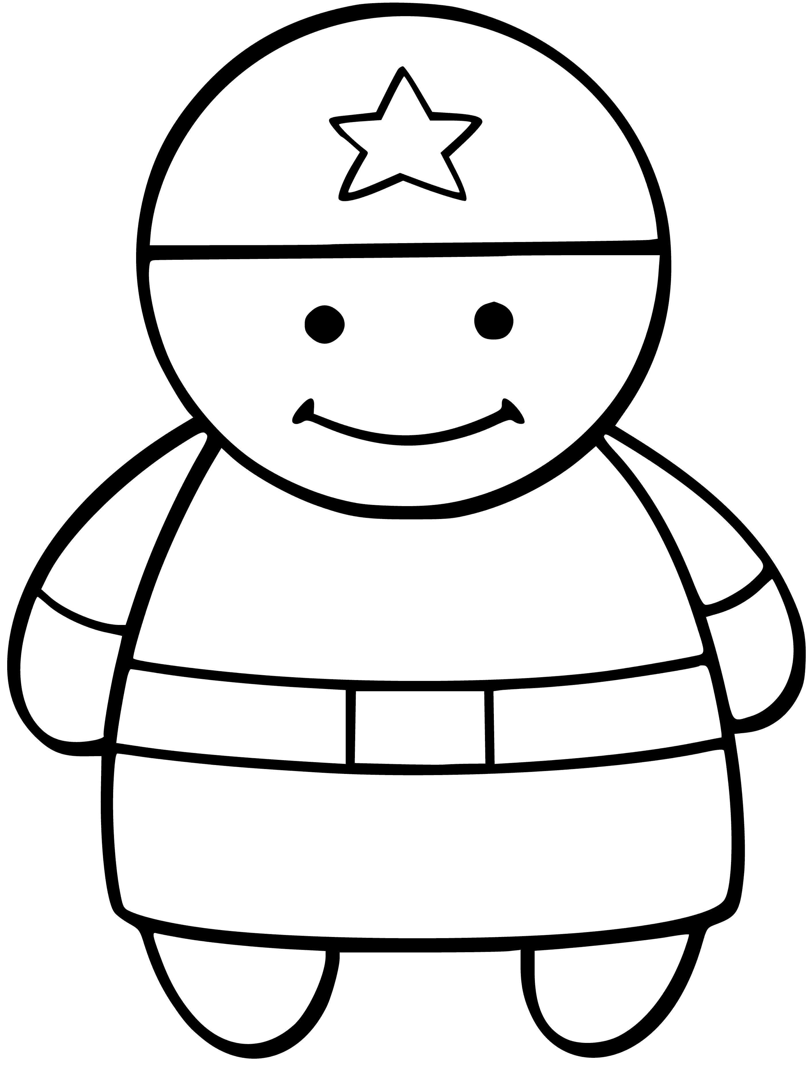 A soldier in a helmet coloring page