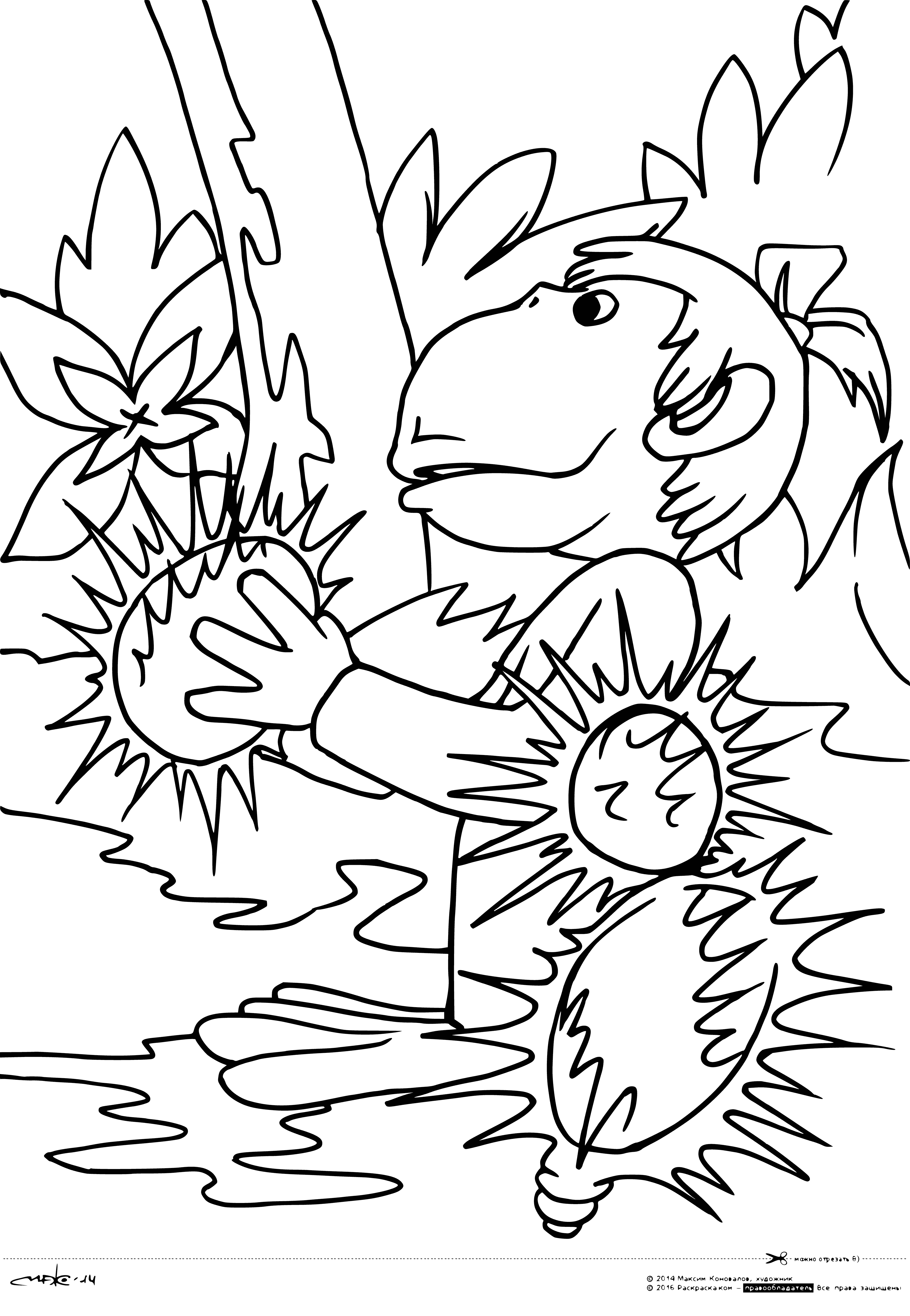 coloring page: 38 parrots in coloring page - 2 yellow, 1 orange, 2 red, 1 purple & rest shades of green, some sitting on tree, some flying.