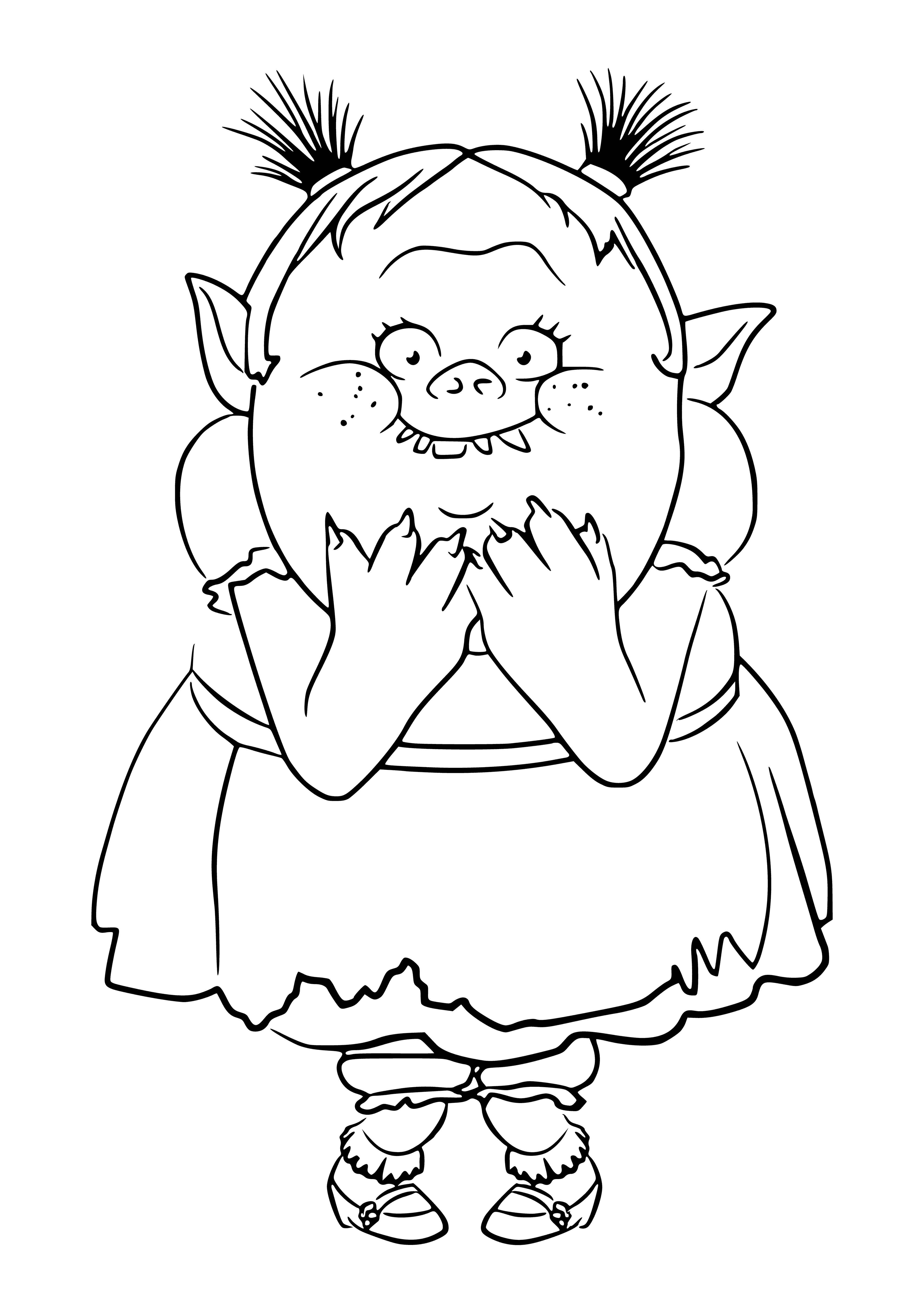 coloring page: Trolls lurk in dark corners with sharp teeth and small, beady eyes, waiting to pounce on unsuspecting prey.