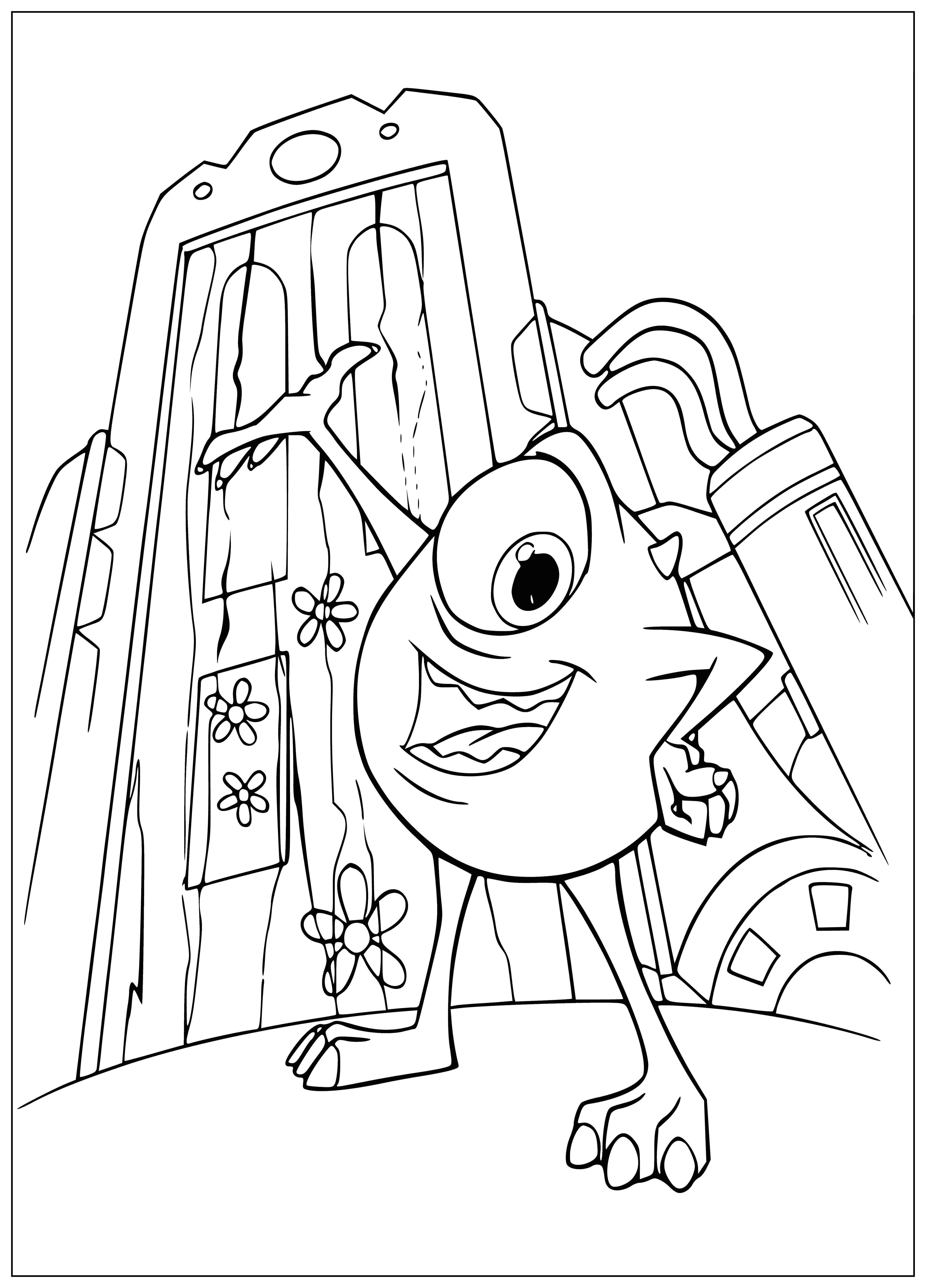 Mike fixed the door coloring page