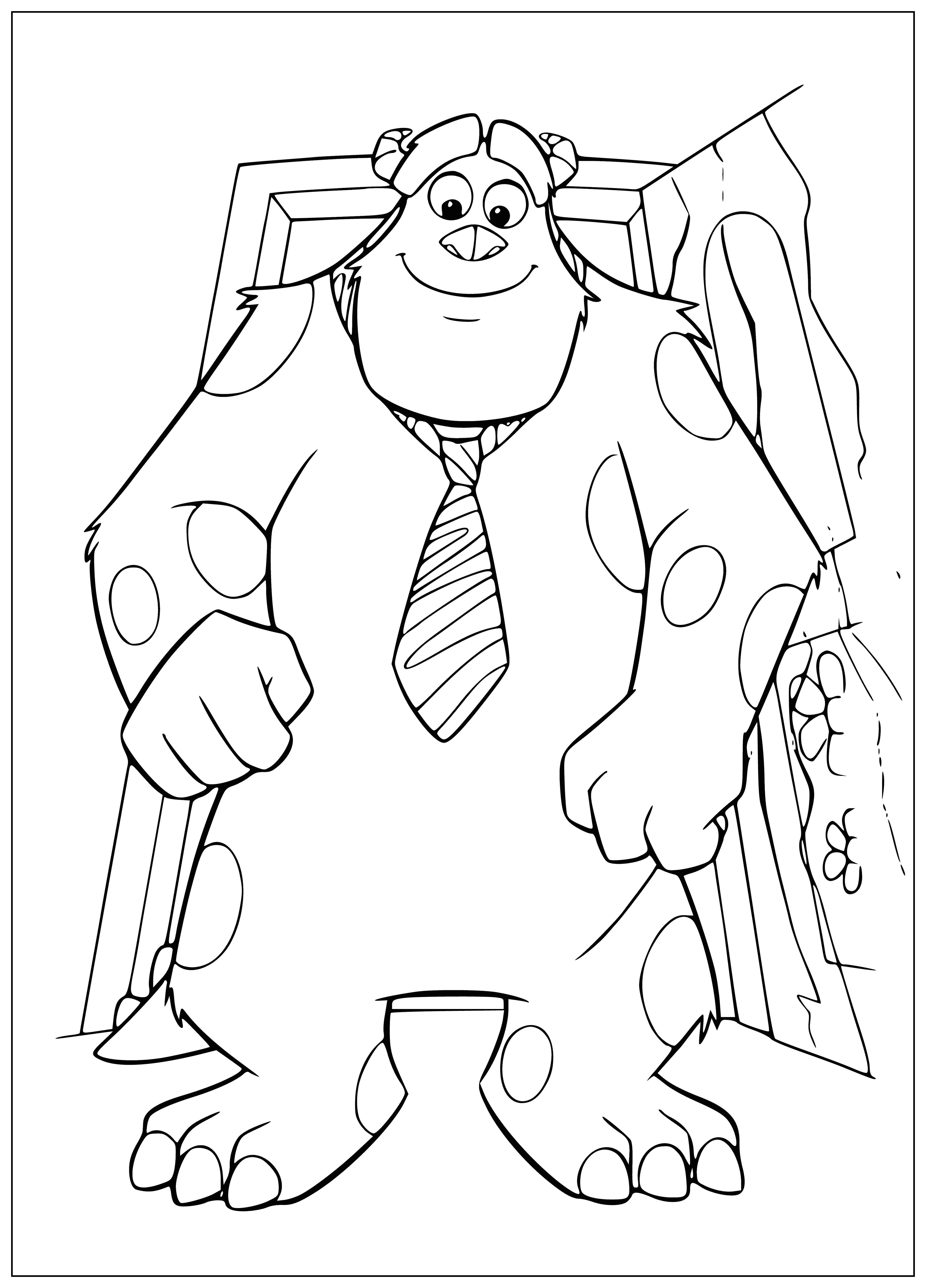 coloring page: Sally is a little girl with blue fur, blue eyes & tie, and a white shirt, skirt, & shoes.