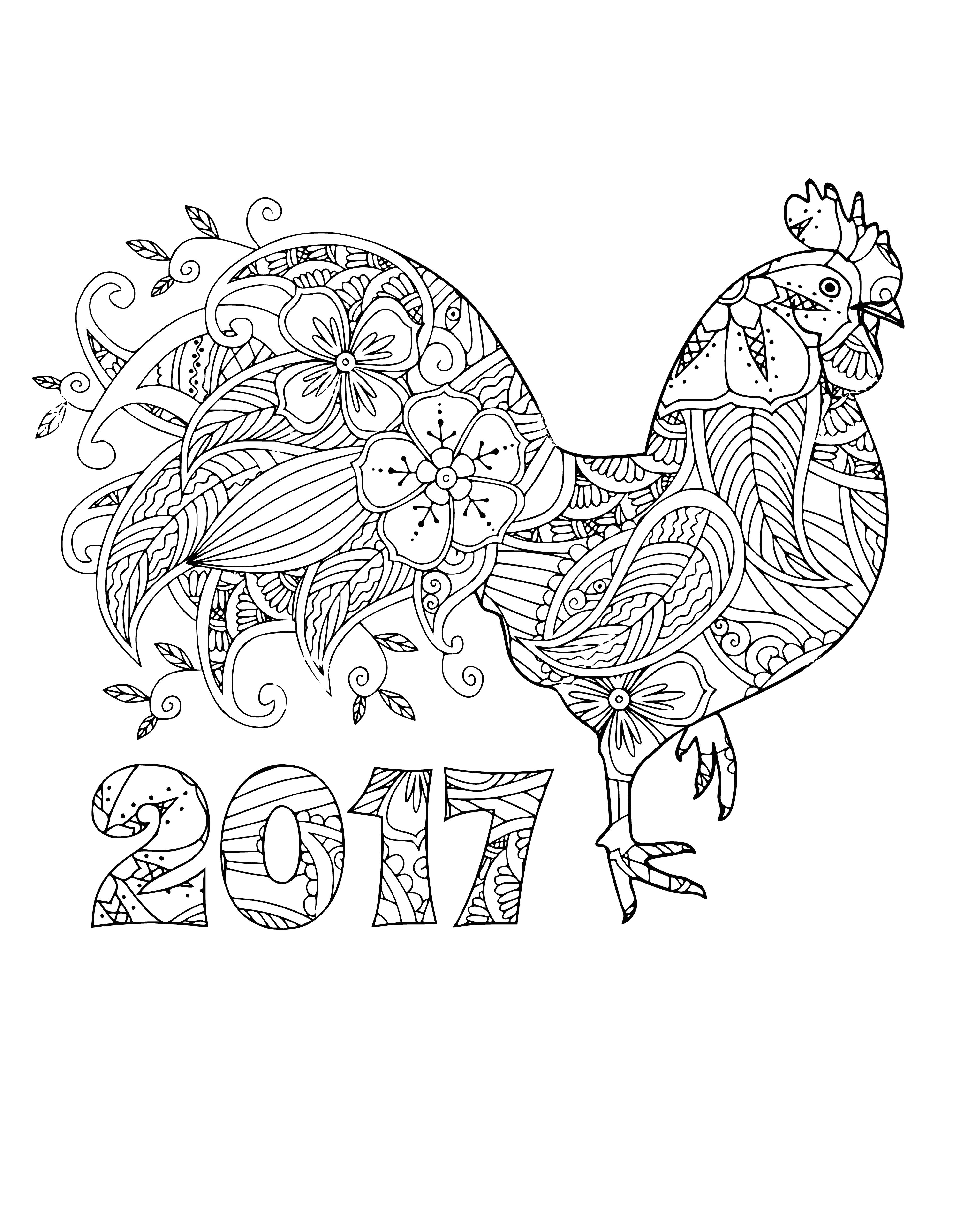 Rooster 2017 coloring page