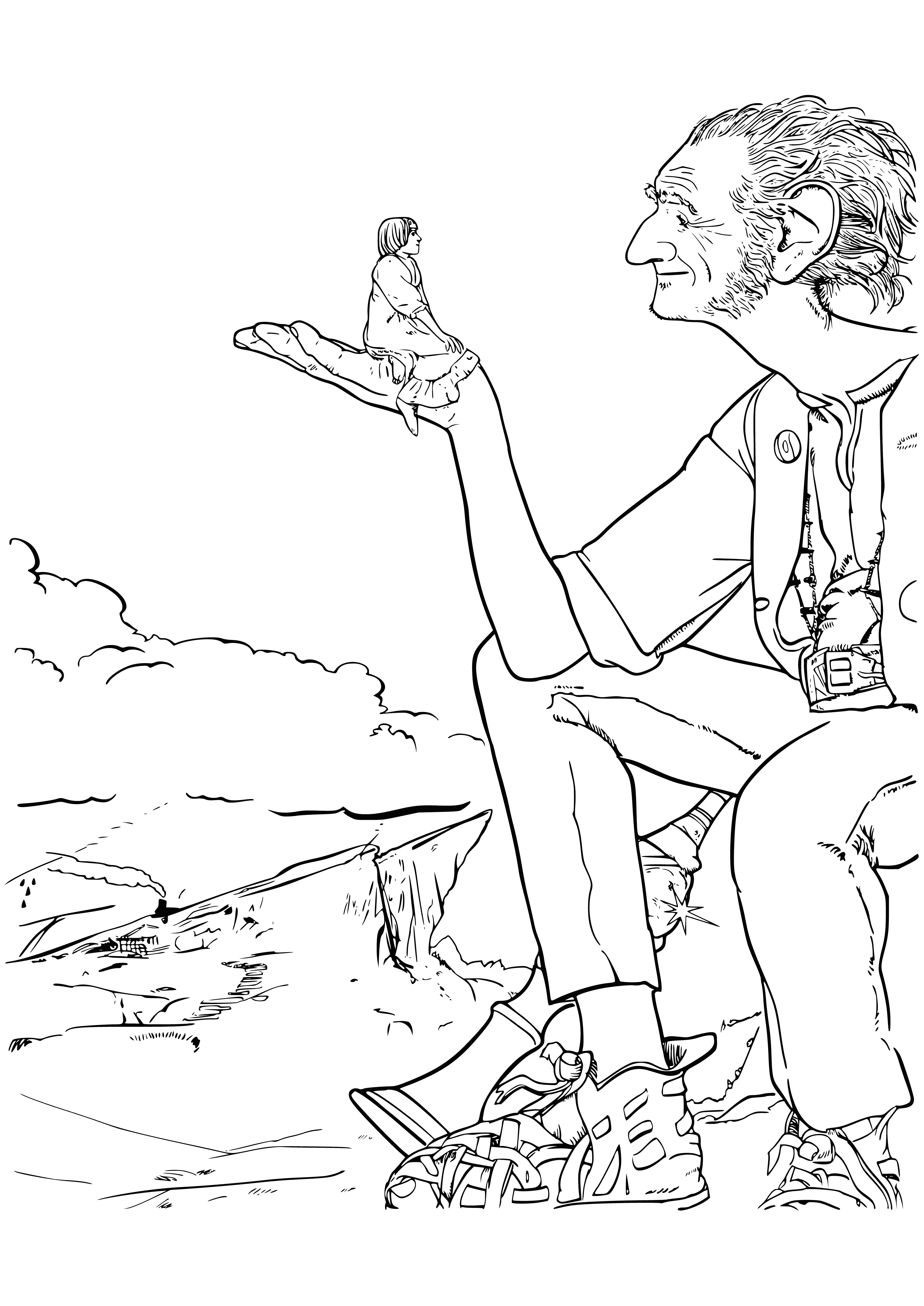 The giant BDV and the girl Sophie coloring page