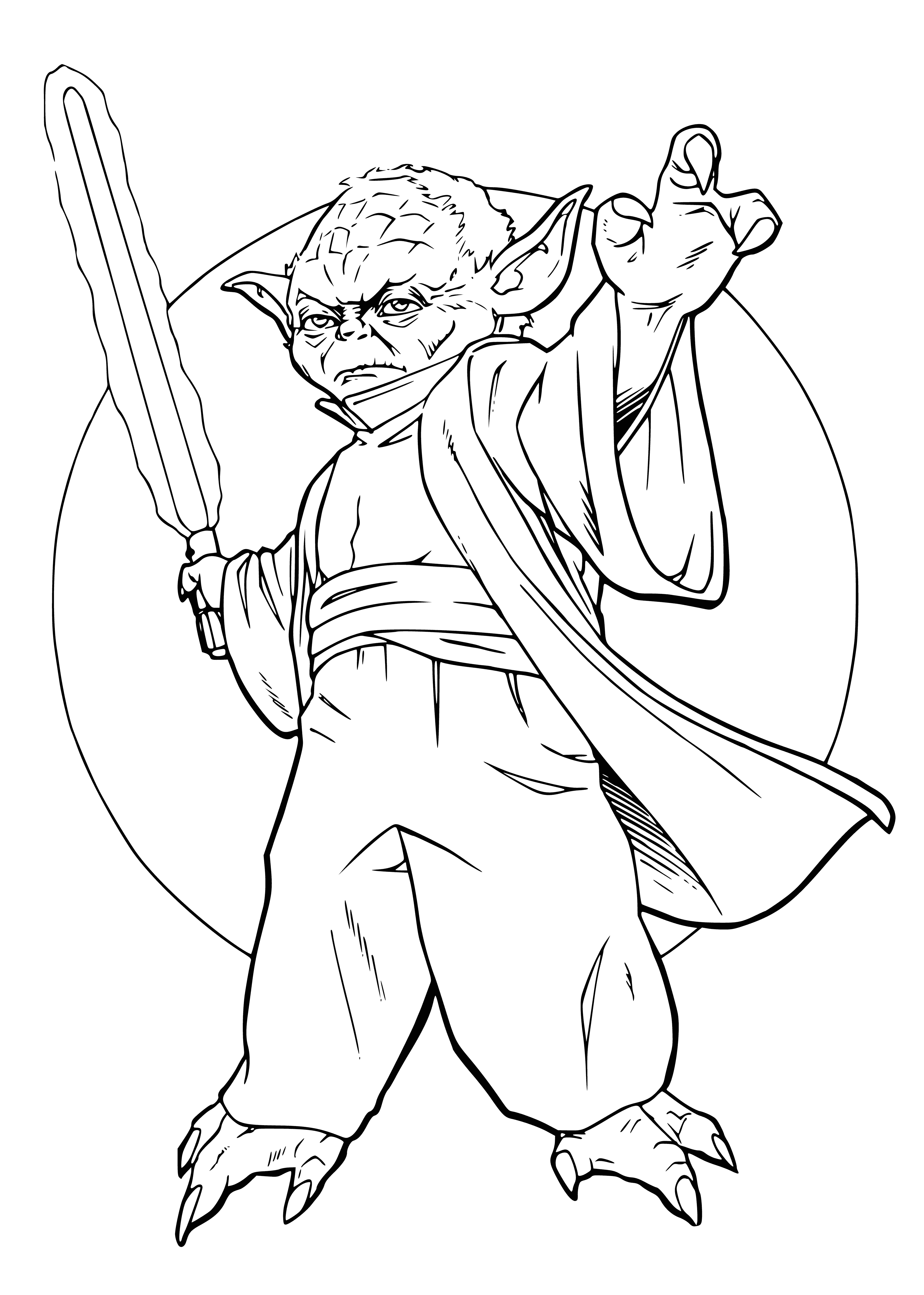 coloring page: Yoda leads clone army to victory in attack on enemy.
