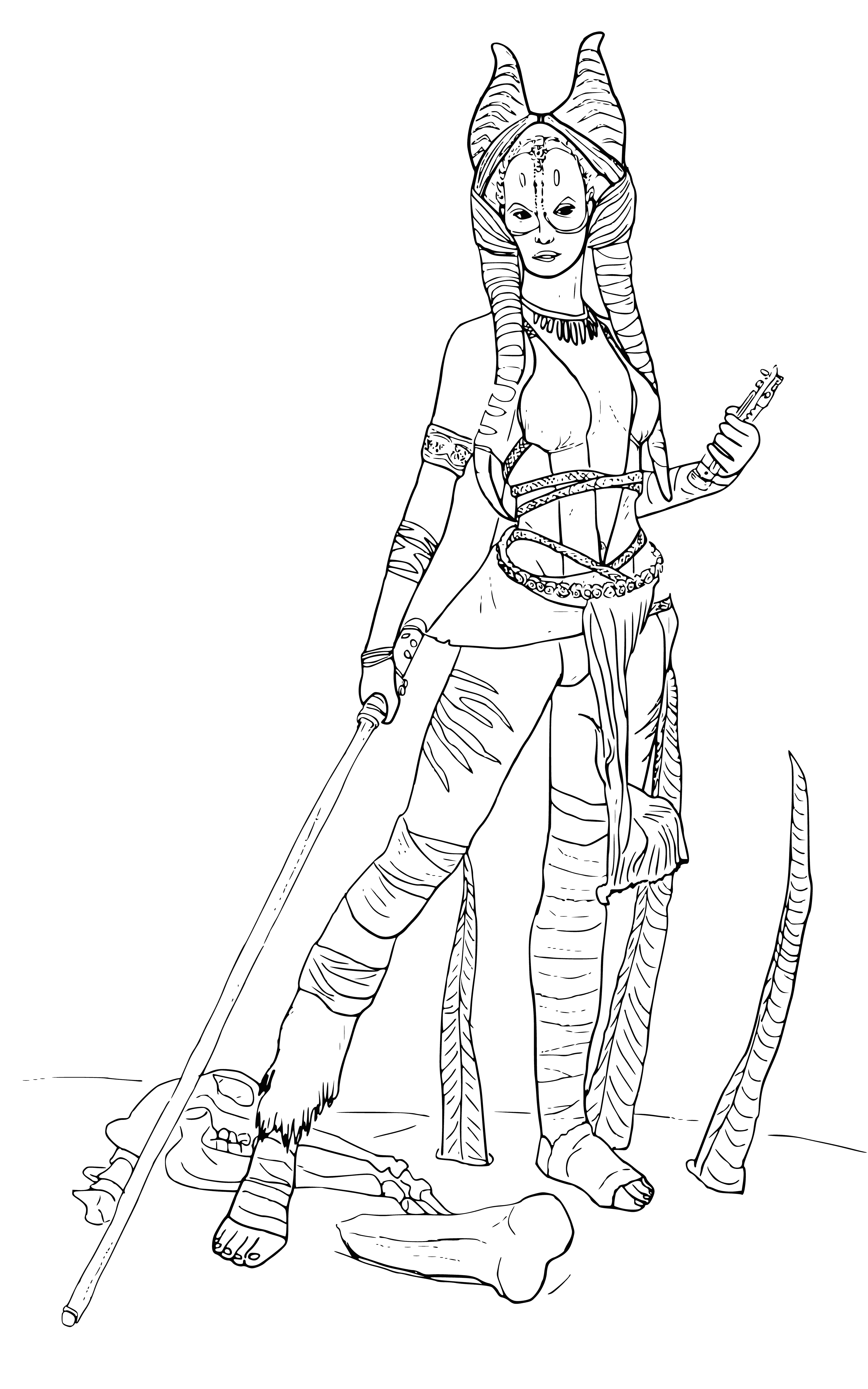 coloring page: #StarWars 

Woman Jedi in ready stance, armed with lightsaber. Preparing to fight forces of evil. #StarWars