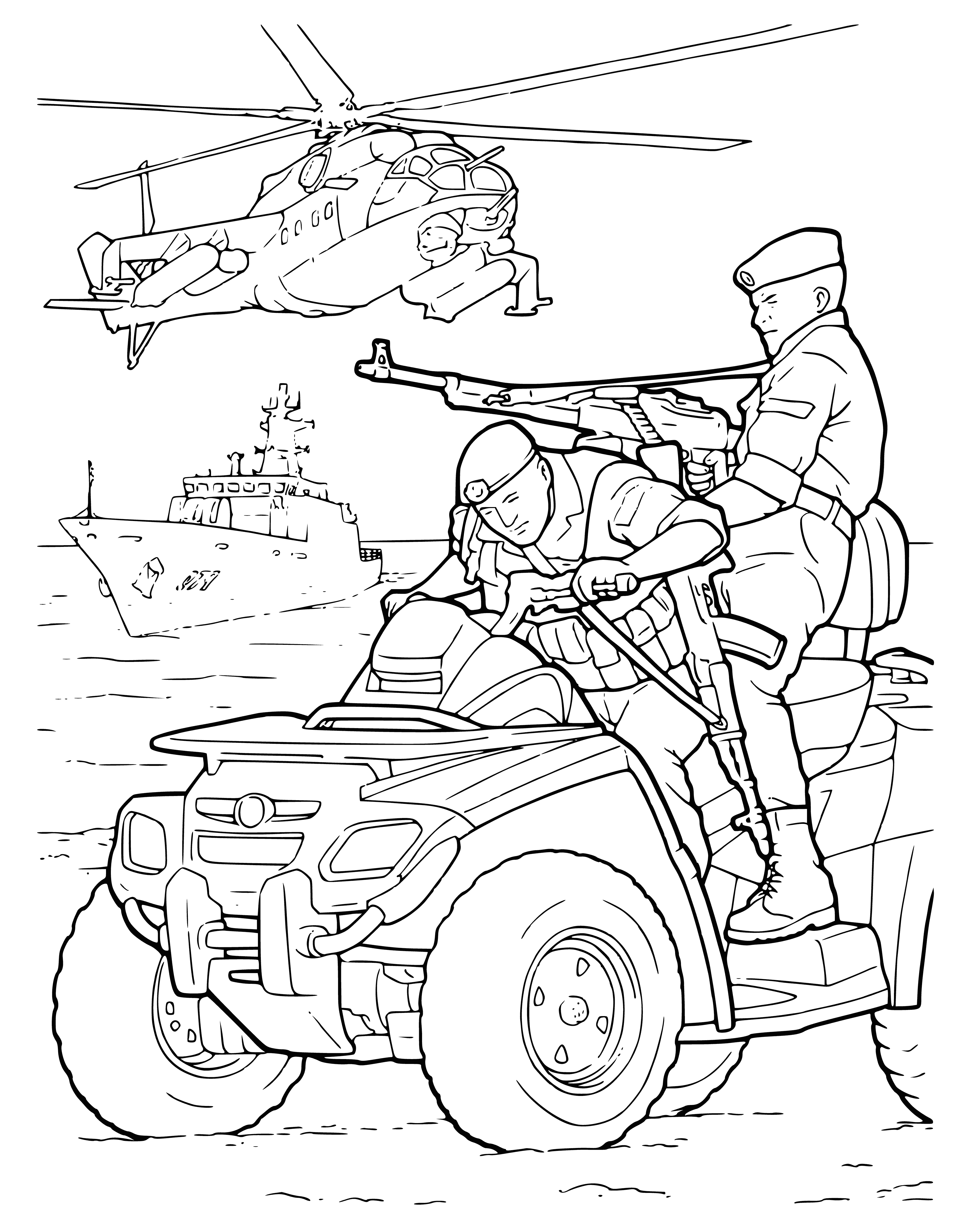 coloring page: Army = trained fighters w/equipment & discipline. War-ready! #army #military #discipline #coloringpage